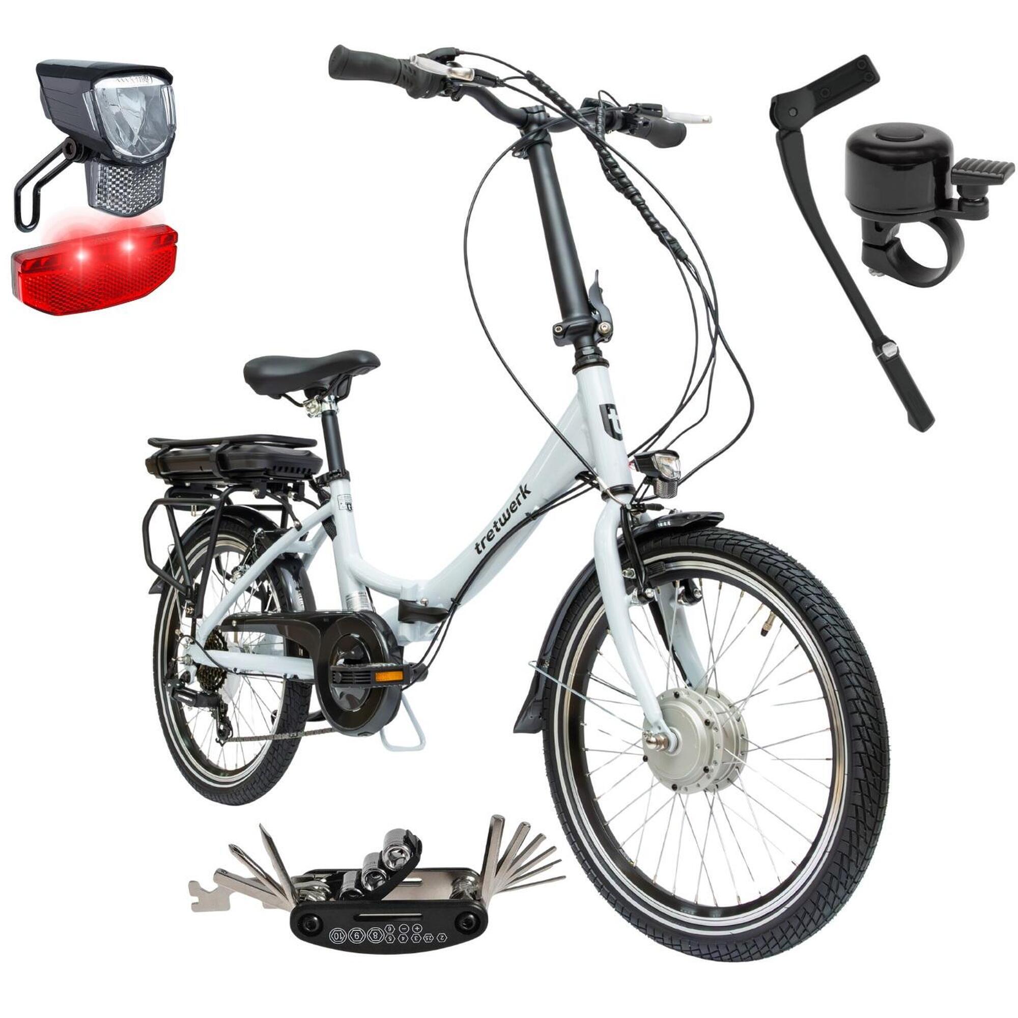 Rower Elektryczny Męski Damski Składany 20" SHIMANO Alu Składak 250 W LED