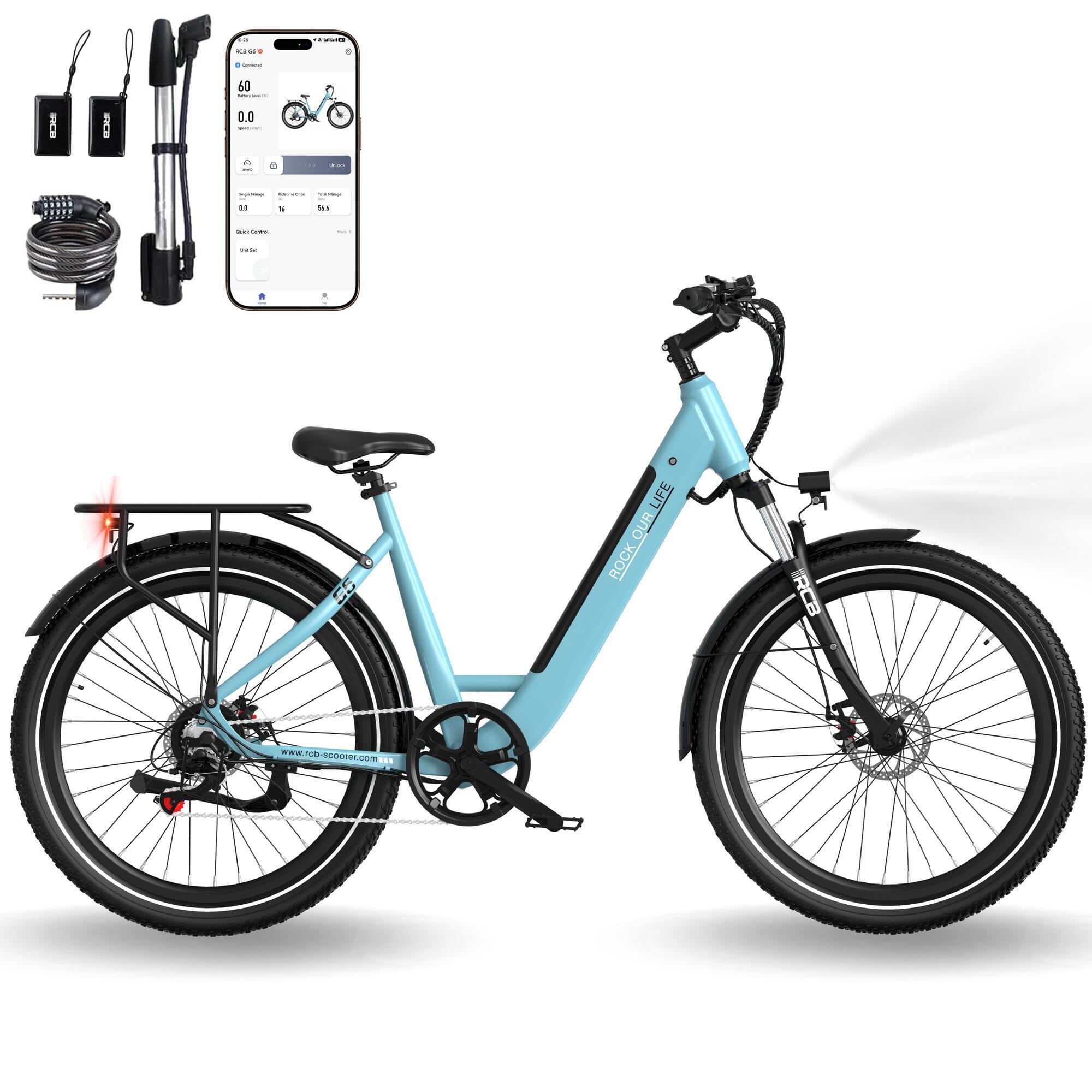 Rower elektryczny dla Dorosłych 27,5" E-Bike, APP NFC, RCB-G6