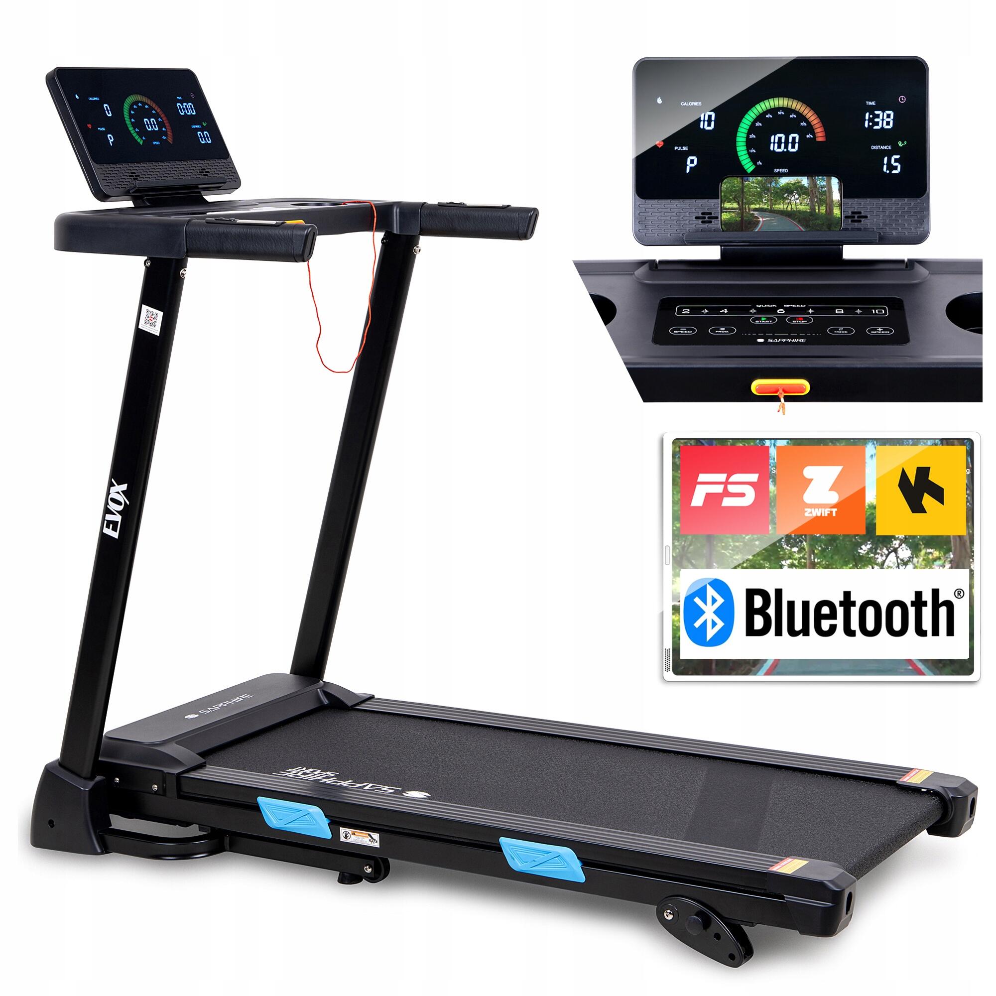 Bieżnia elektryczna Sapphire SG-1800T Evox Bluetooth Aplikacje