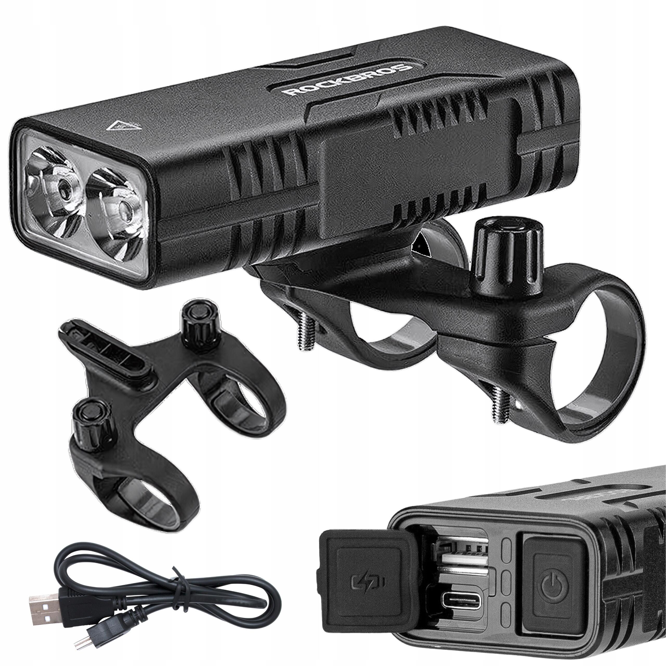 Lampka rowerowa Rockbros 850lm z funkcją powerbanku, wodoodporna ipx6, 6 trybów
