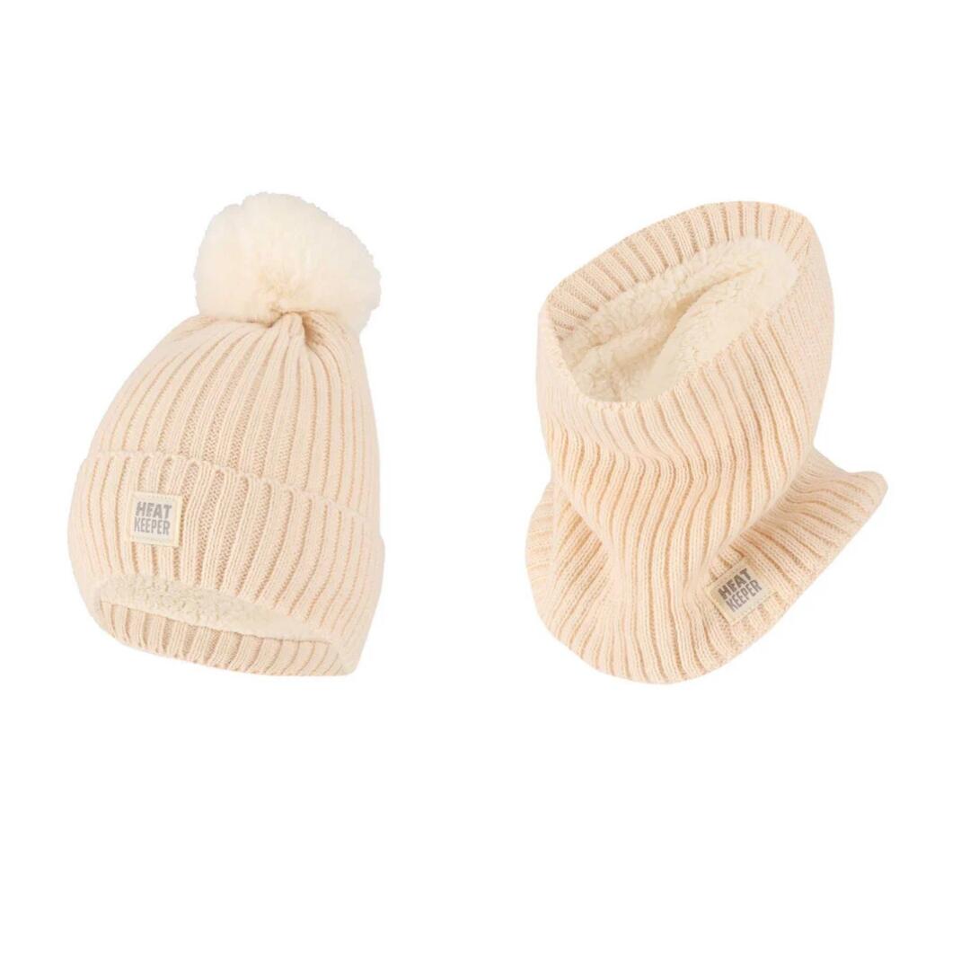 Zestaw termiczny damski – Czapka/ocieplacz na szyję – Off White – Jeden rozmiar