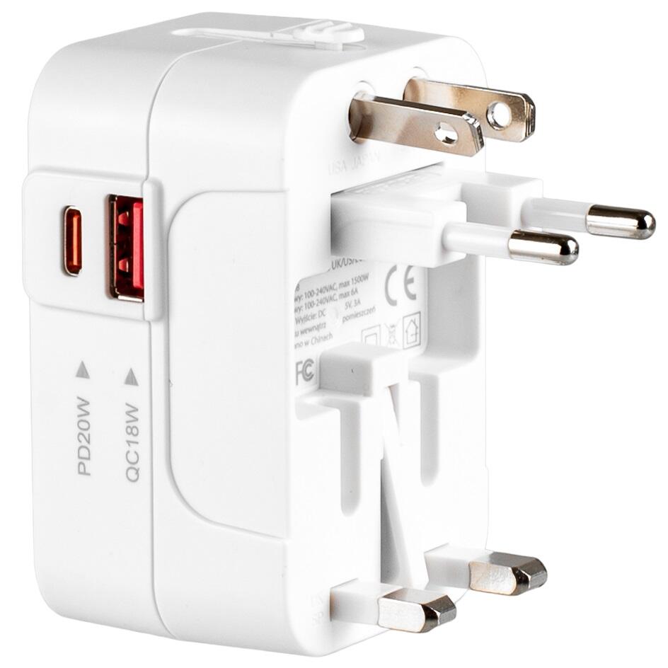 Adapter podróżny Vayox VA0408 przejściówka UK/US/EU/AU 20W USB-C