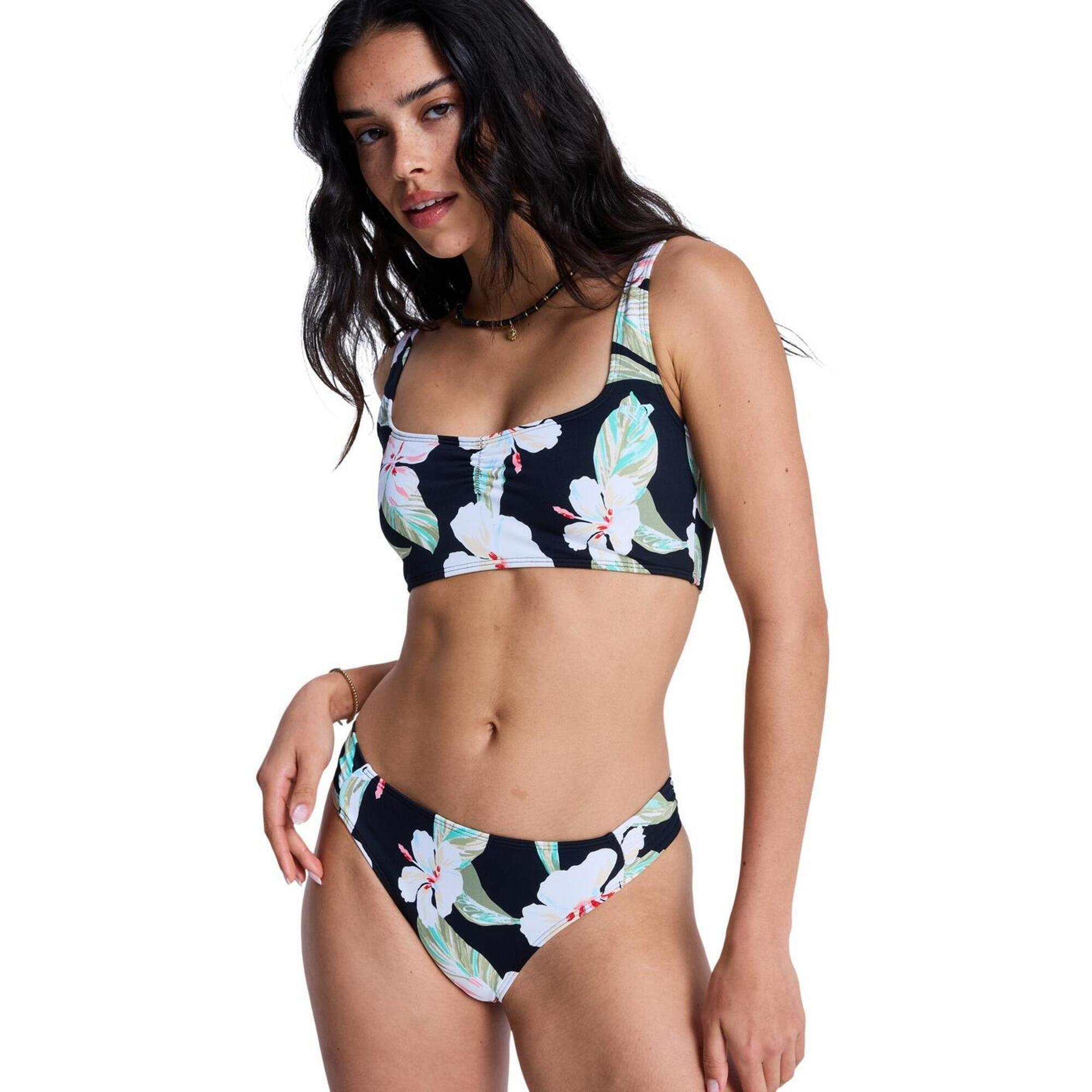Majtki bikini o średnim kryciu dla Kobiety PRINTED ESSENTIALS Czarny