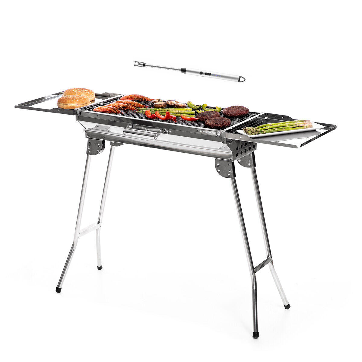 Składany grill kempingowy ze stali nierdzewnej na węgiel drzewny