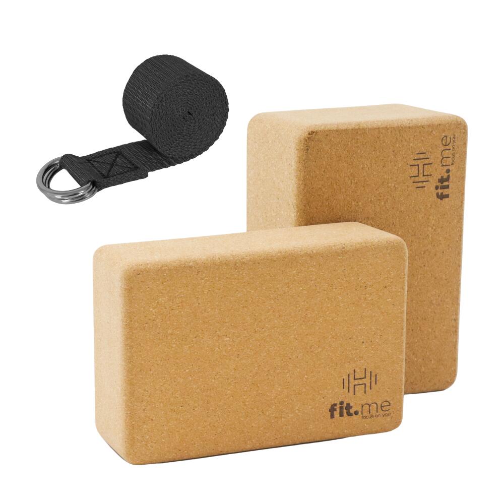 Zestaw do jogi fit.me 2x Kostka korek L z Paskiem