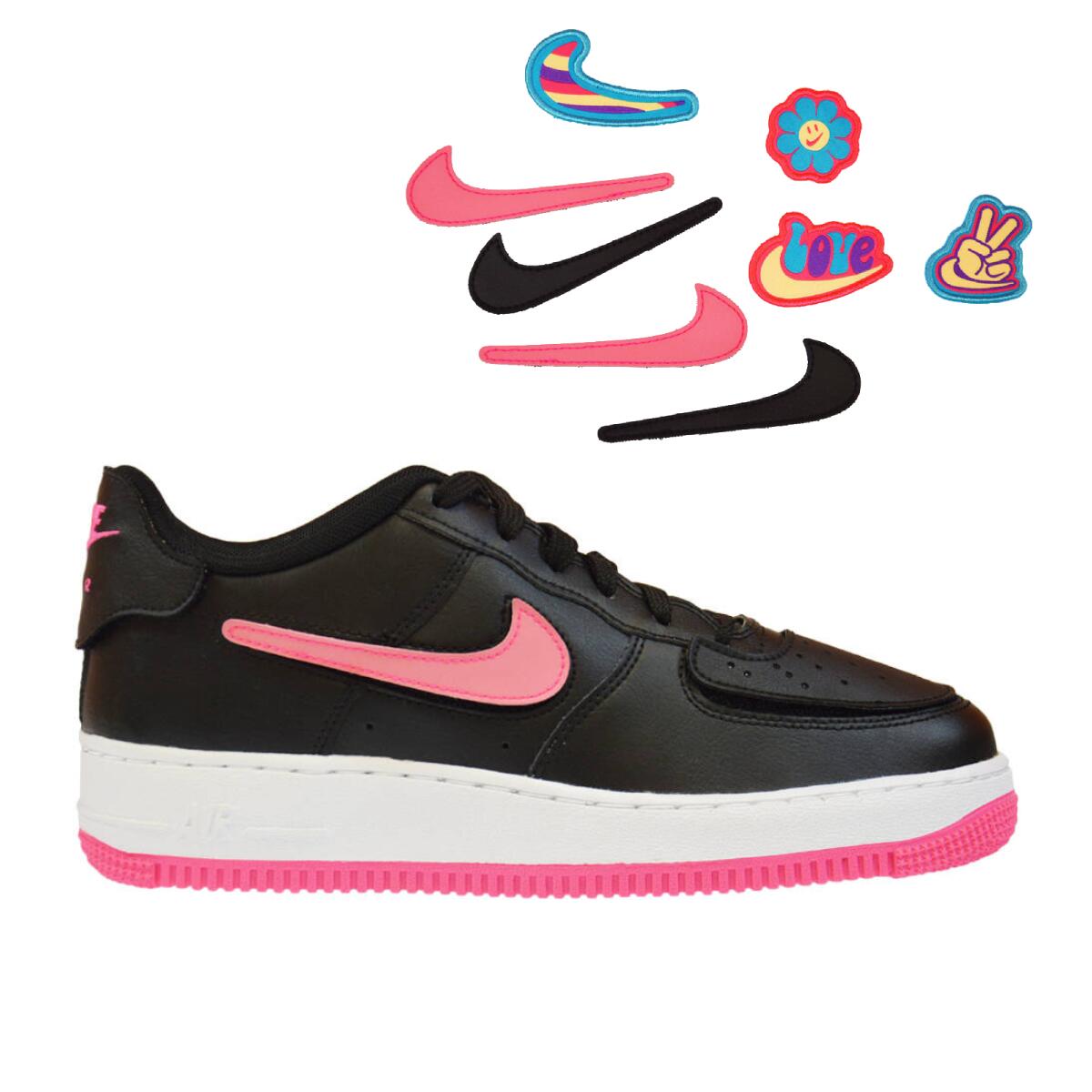 Buty sportowe dla dzieci Nike Air Force 1/1 Hyper Pink GS z Swooshami