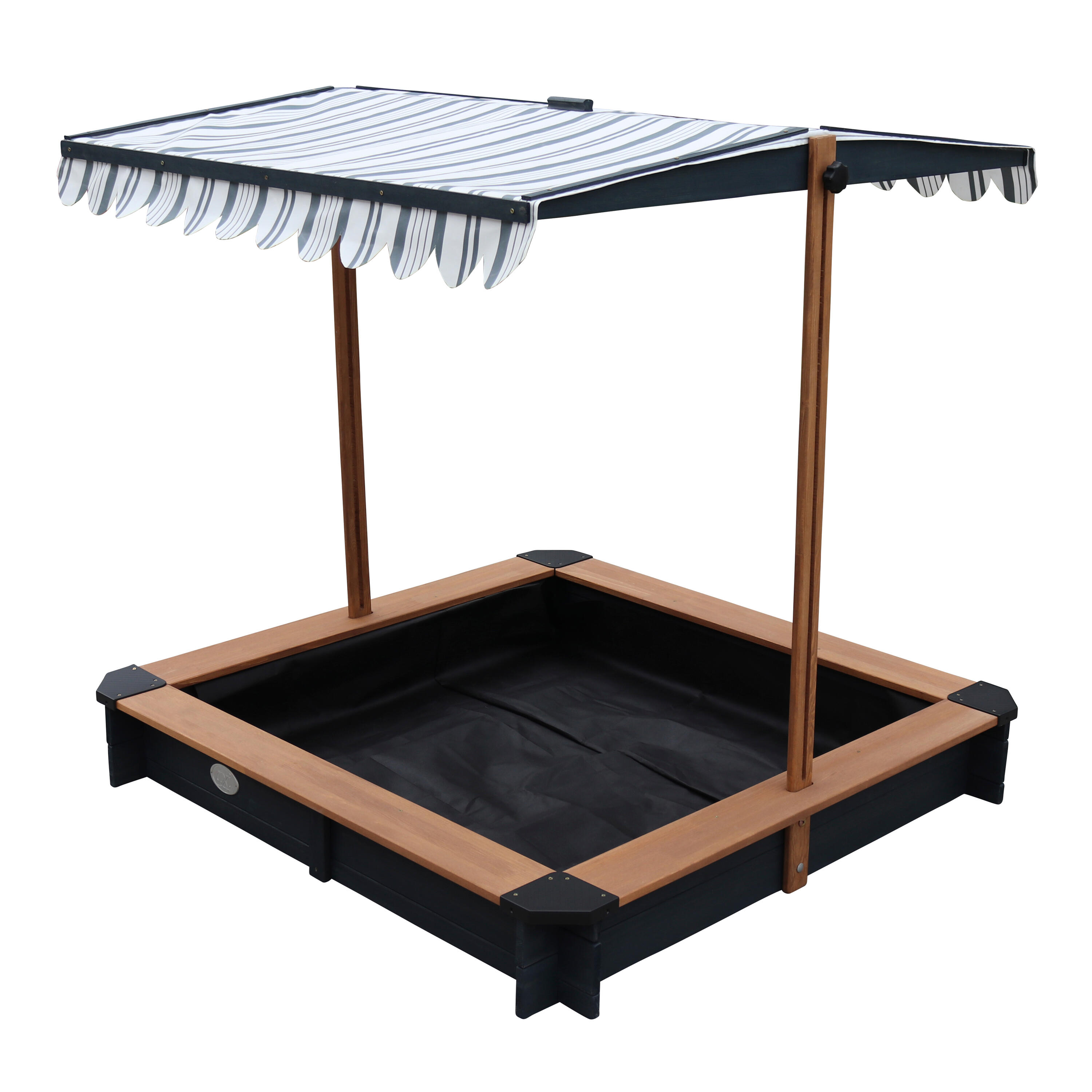 AXI Lily Drewniana piaskownica, antracyt/braz, obrotowy dach - 118 x 118 cm