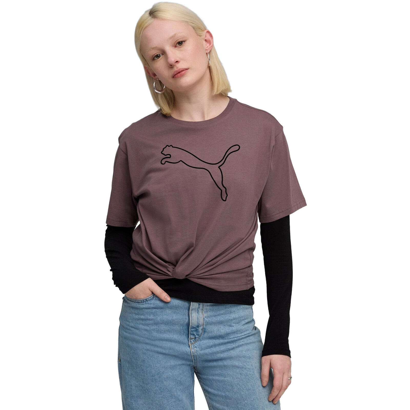Koszulka damskie Puma Her Relaxed Graphic Tee Raisin