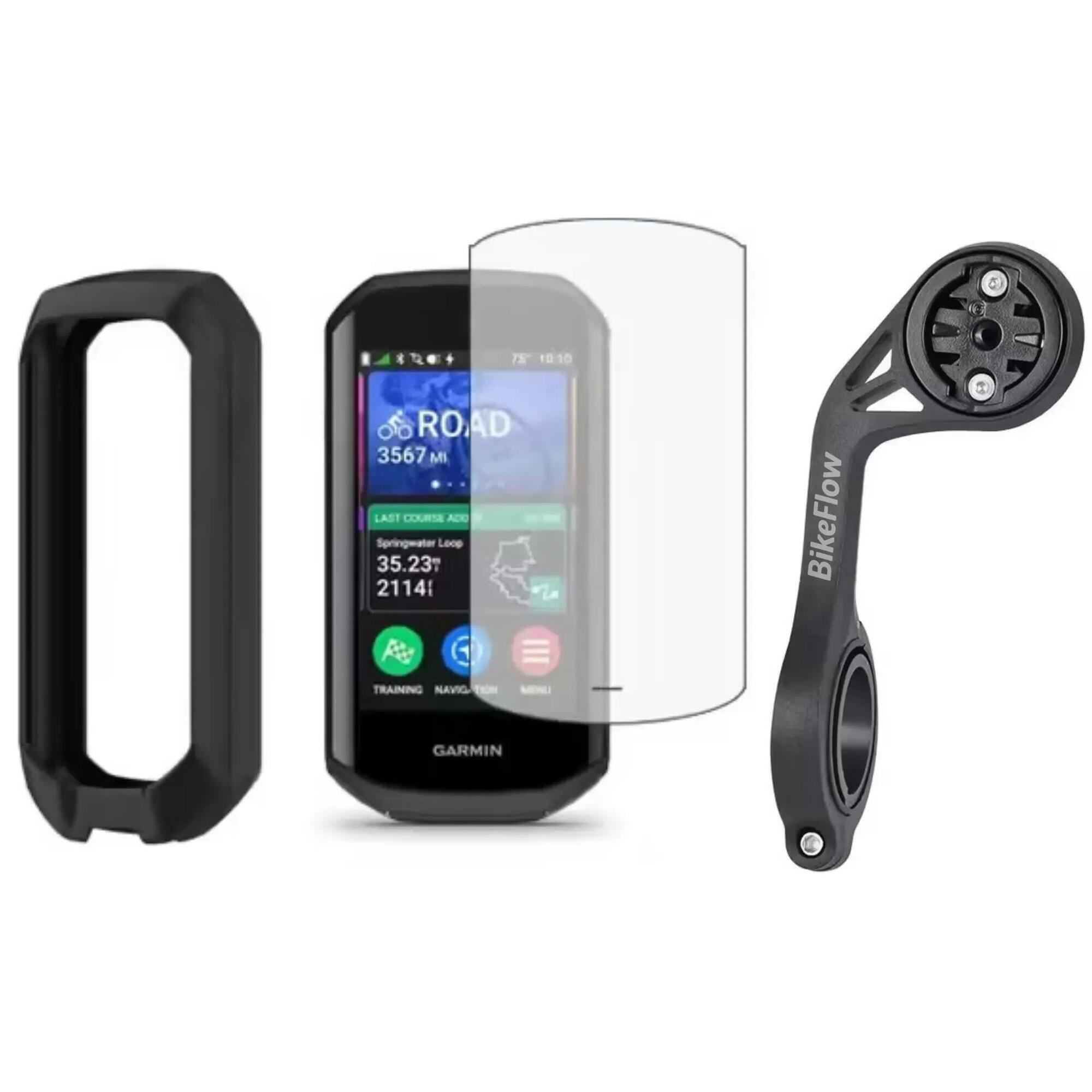 Zestaw 3-w-1 Garmin Edge 1050 – Etui, folia hydrożelowa, uchwyt XL