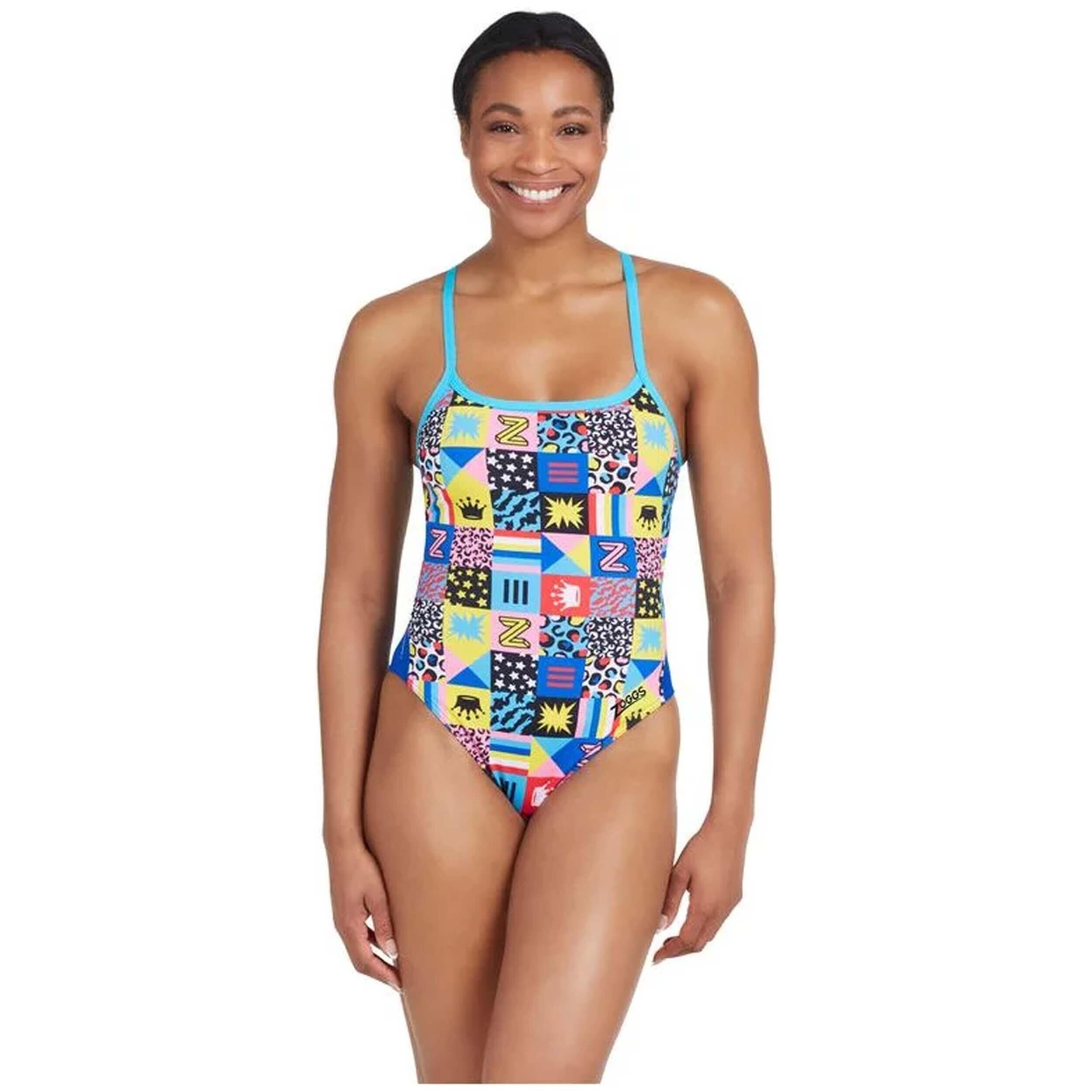 Strój pływacki jednoczęściowy damski Zoggs Scatter Trick Sky Back