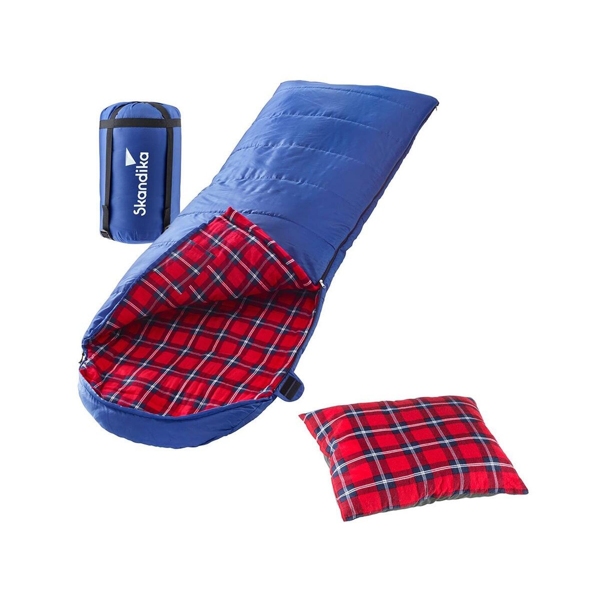 Śpiwór kempingowy flanelowy Dundee + Poduszka, 2°C, 3 sezony