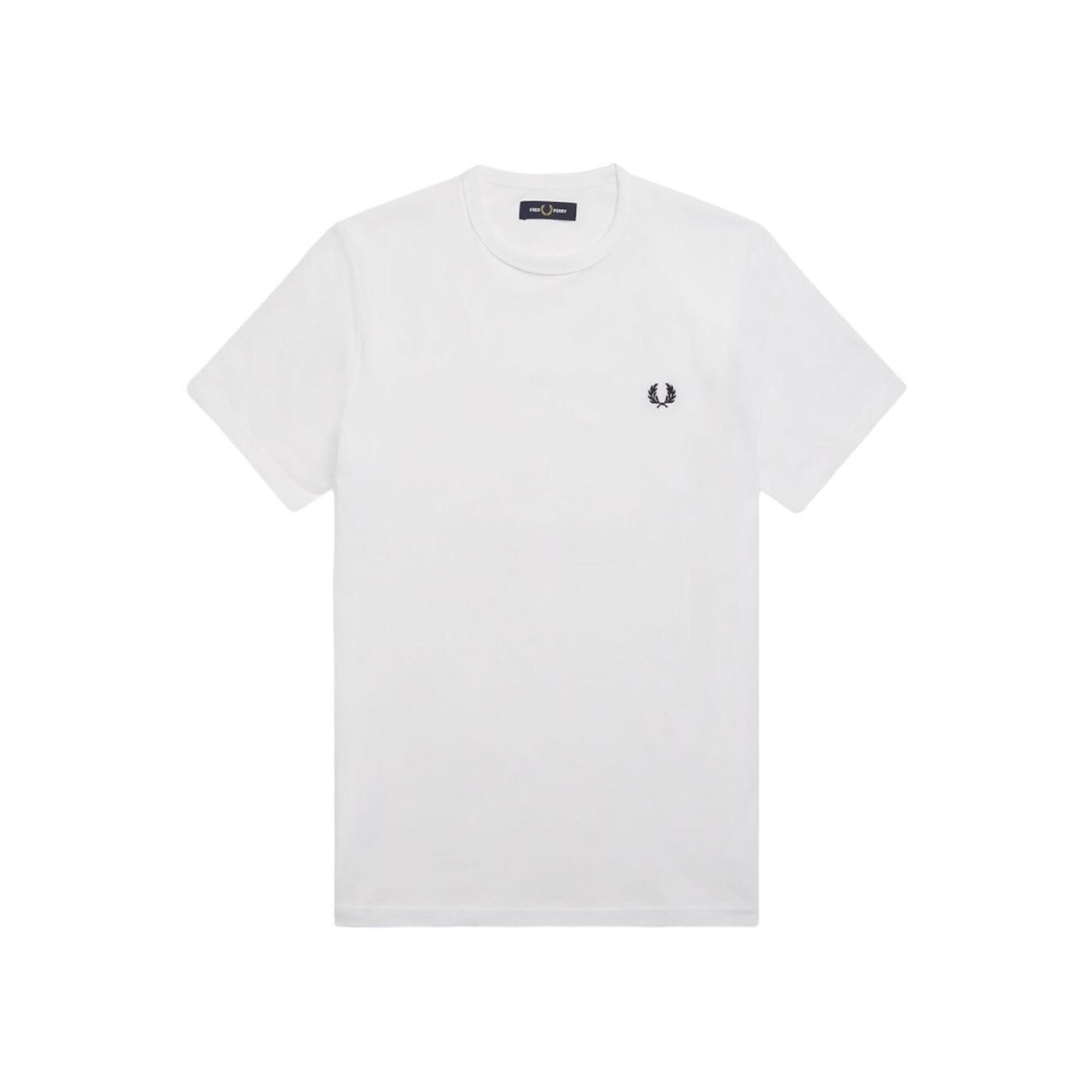 T-shirt Fred Perry Biały z Okrągłym Kołnierzem