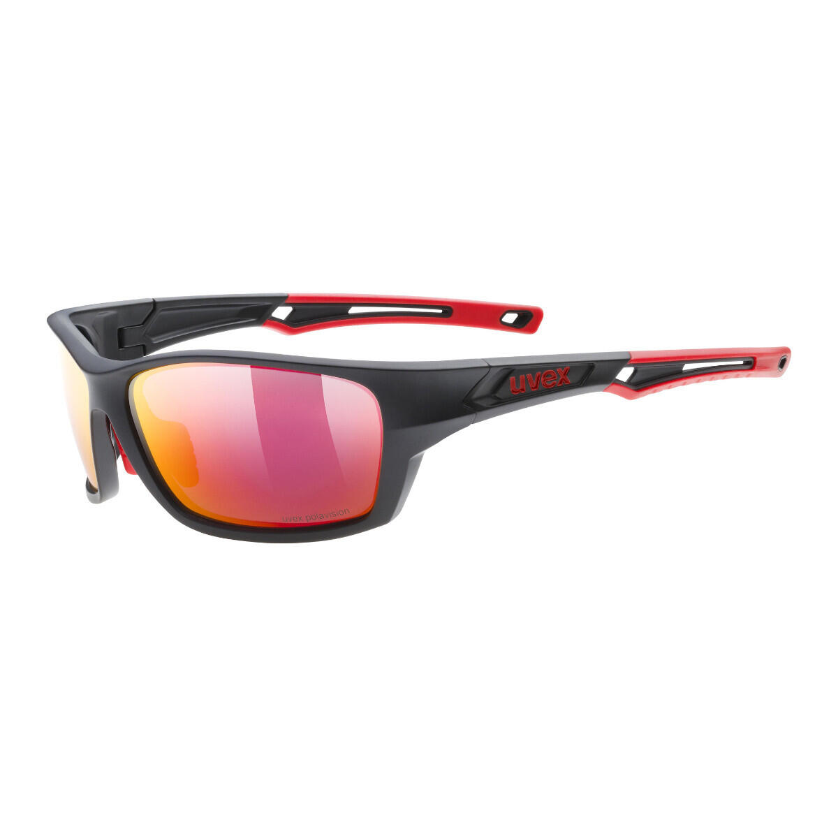 Okulary Uvex przeciwsłoneczne SportStyle 232 P Black Matt Red Polavision