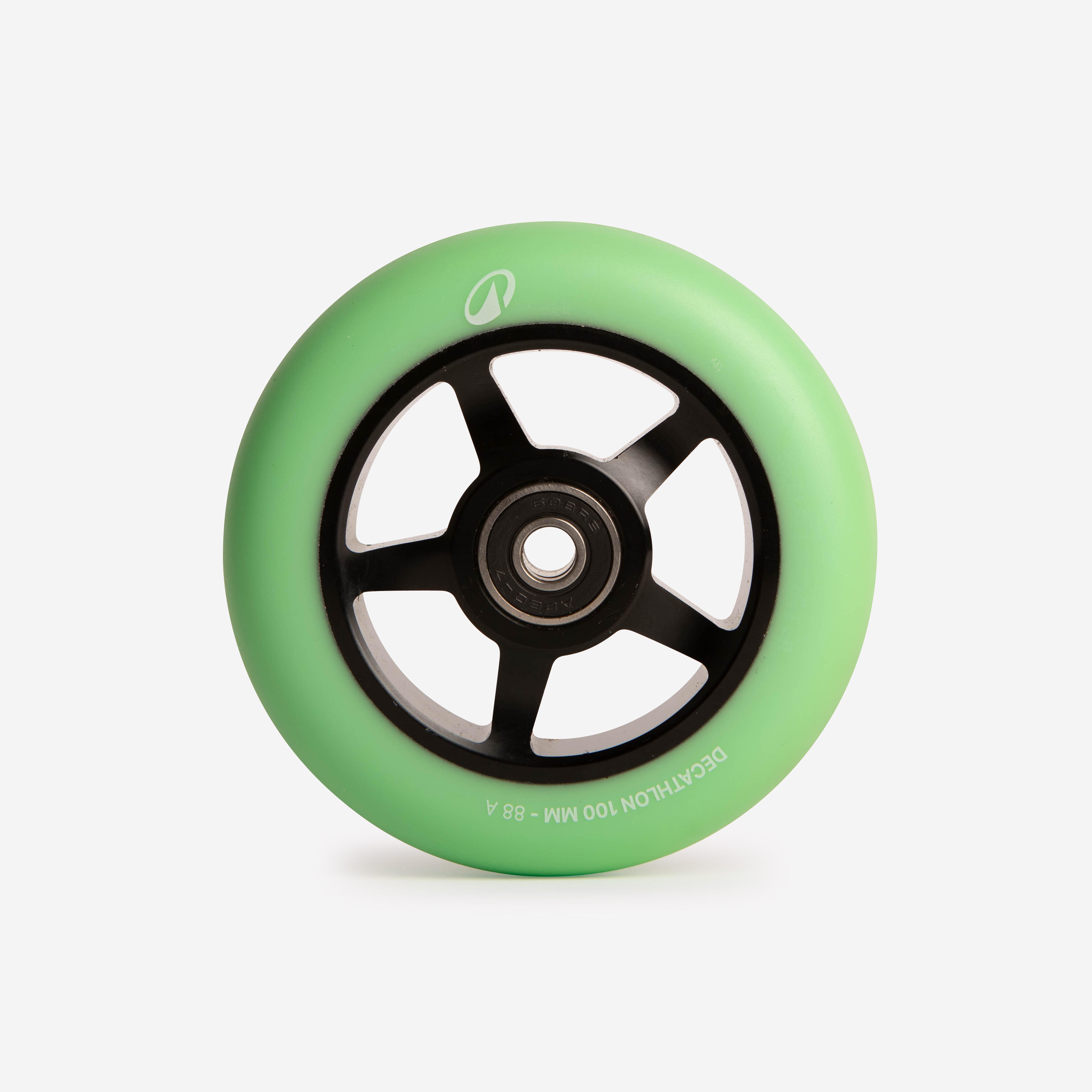 Koło do hulajnogi freestyle z czarnego aluminium z białą gumą PU 100 mm