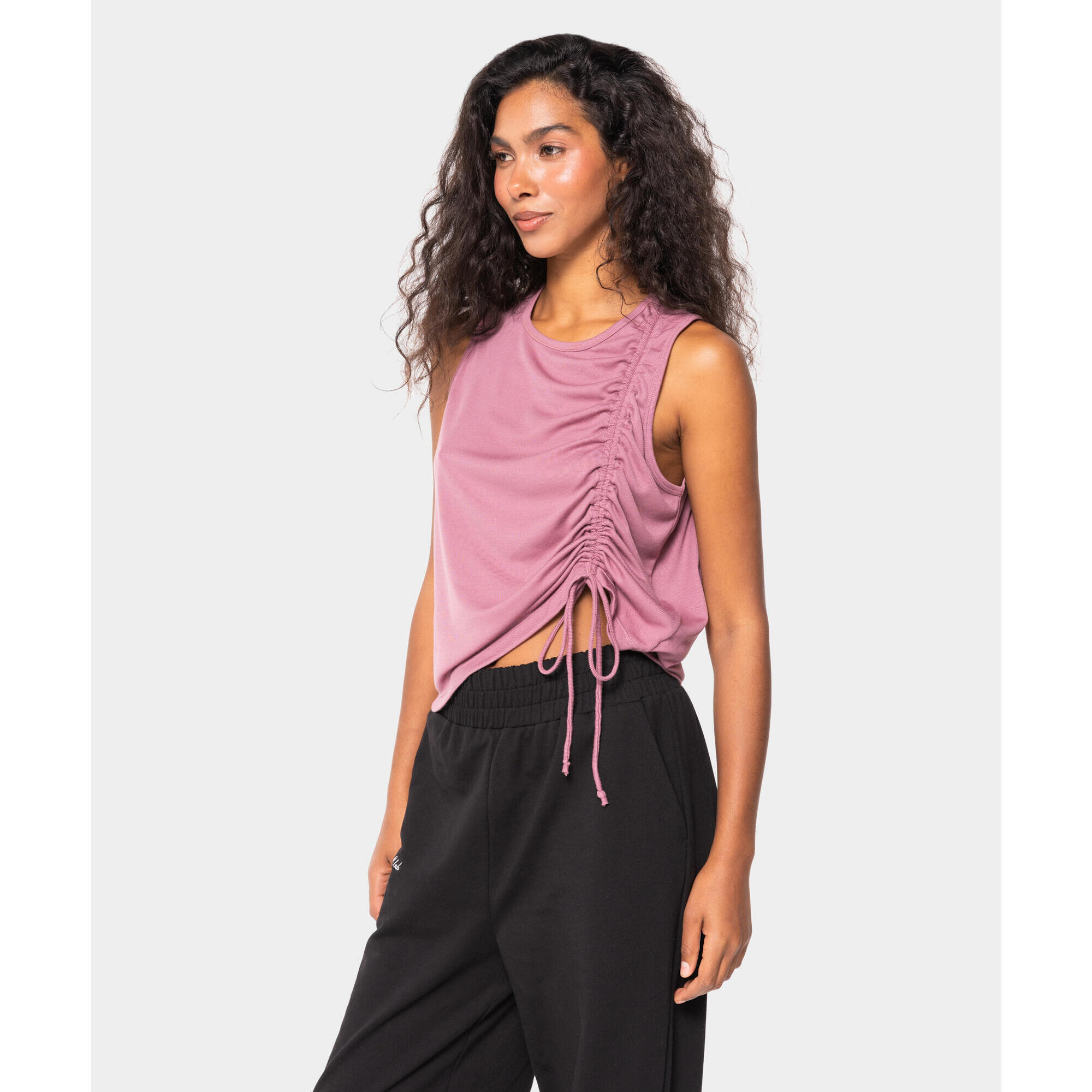 Prążkowany top z marszczeniem dla kobiet na siłownię Carpatree