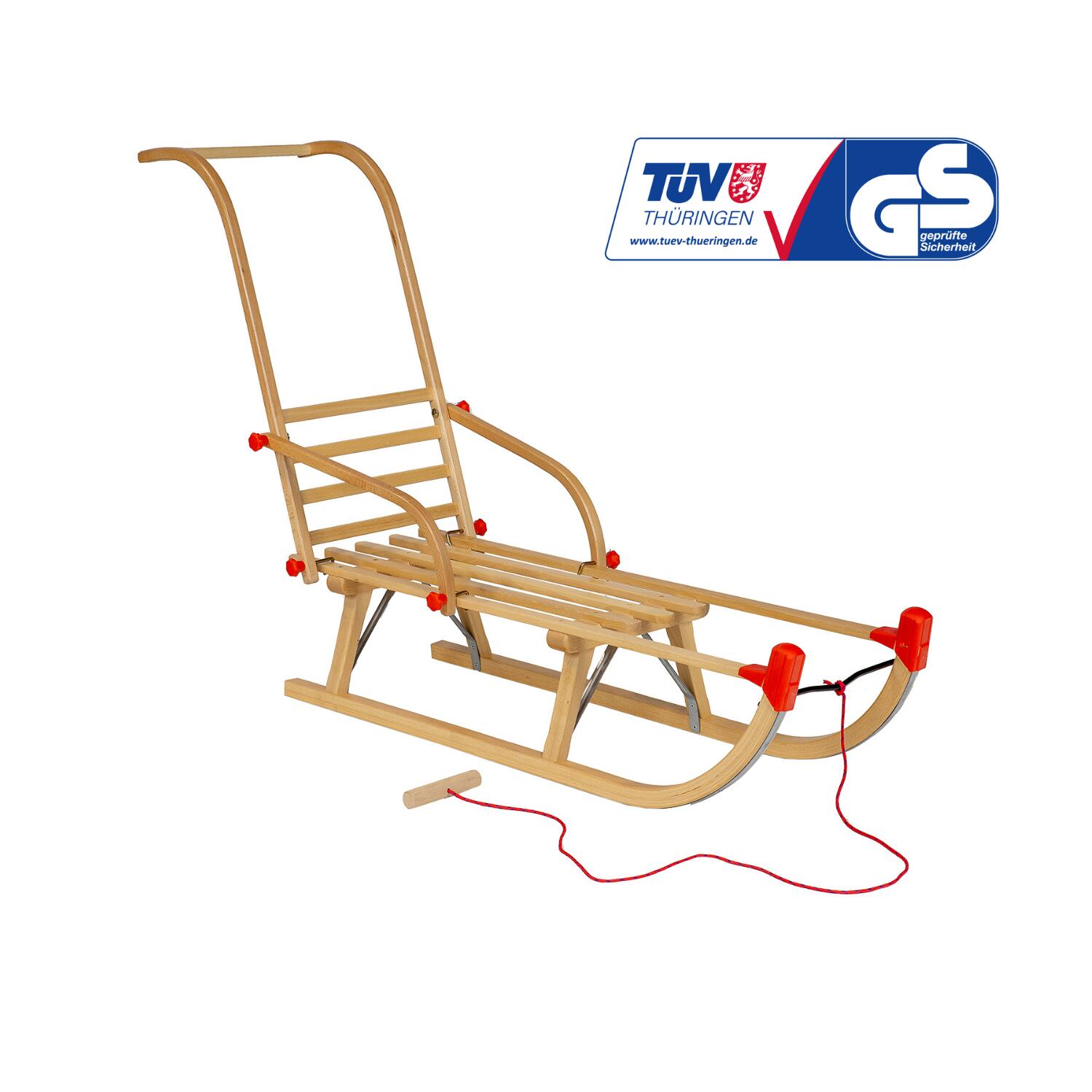 Zestaw sanki drewniane AD324 D90 + AD310 oparcie popychacz + AD300 sznurek
