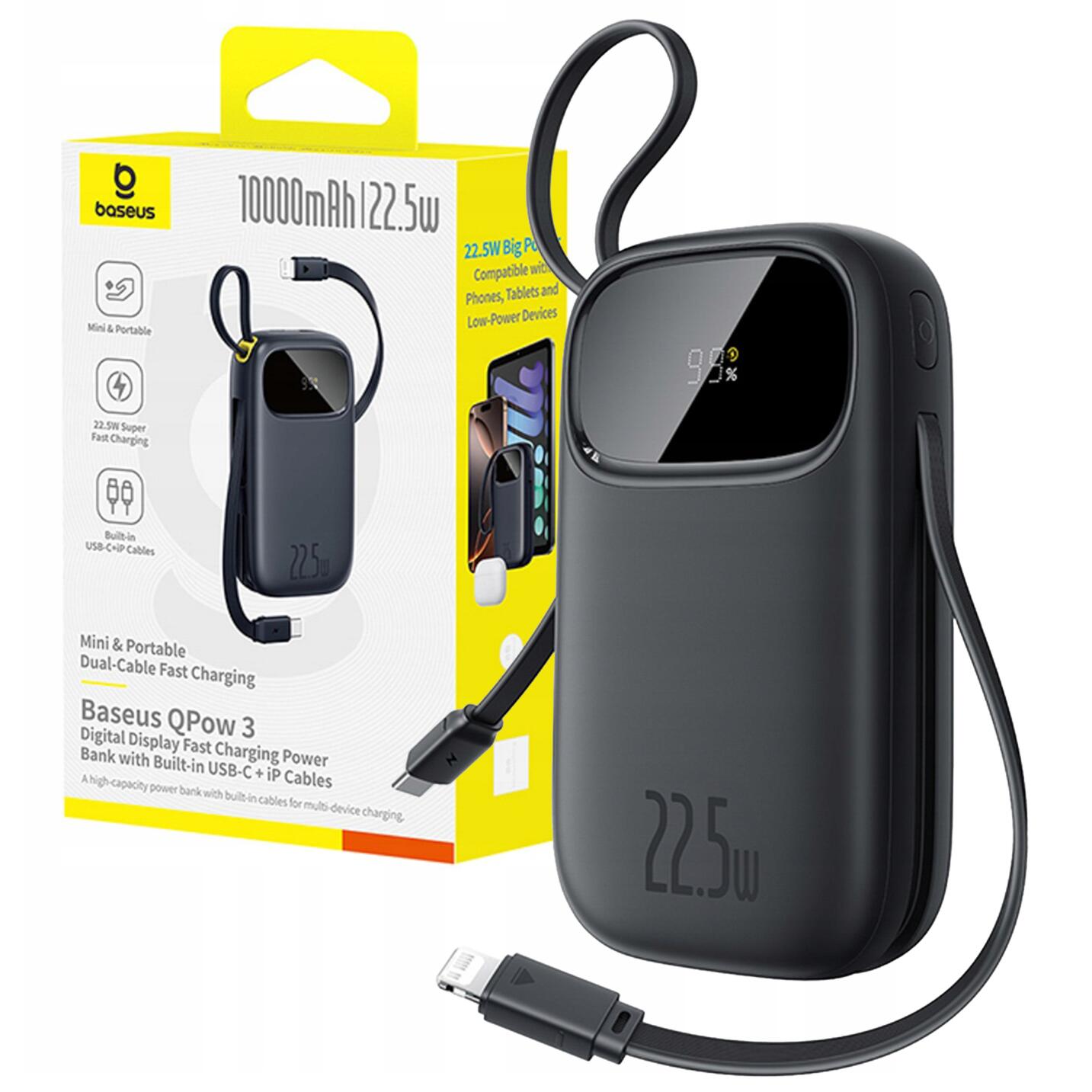 Powerbank Baseus 10000 mAh 22.5W USB-C USB-A lightning
