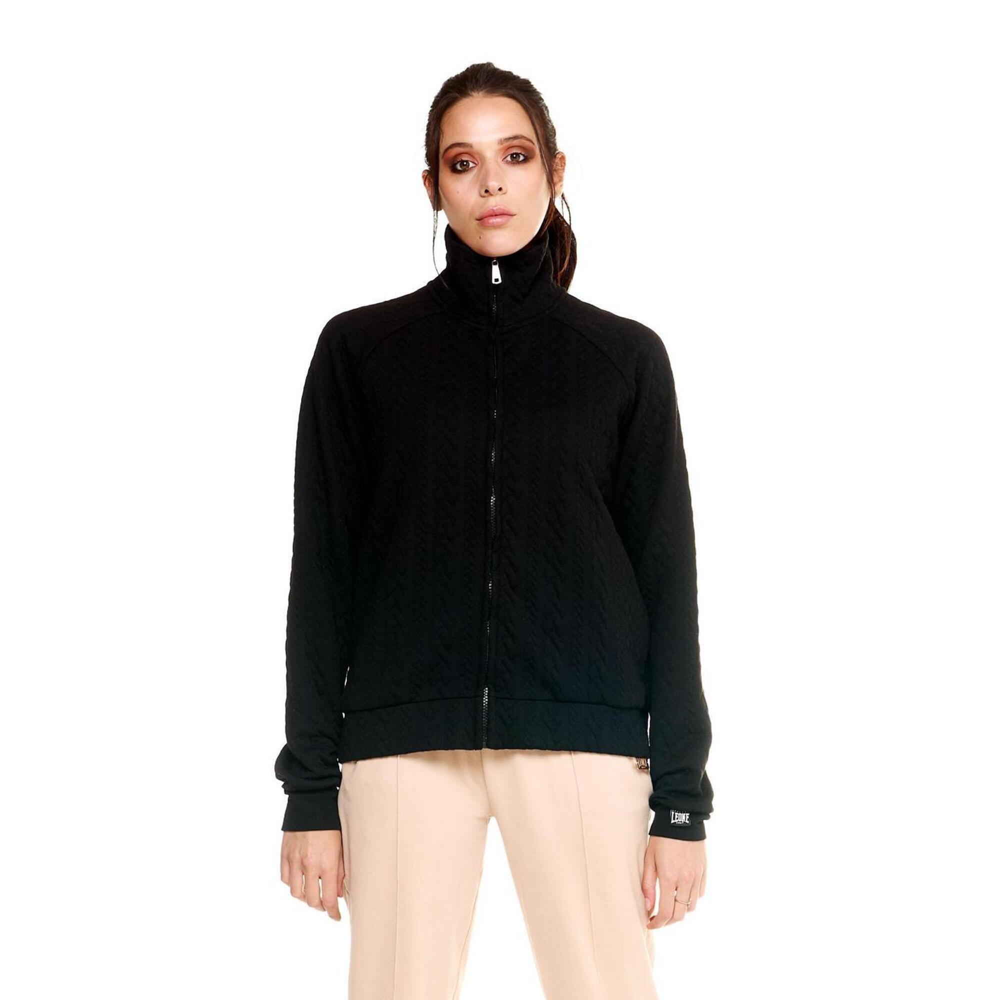 Damska bluza z golfem Leone zapinana na zamek błyskawiczny w kolorze szarym