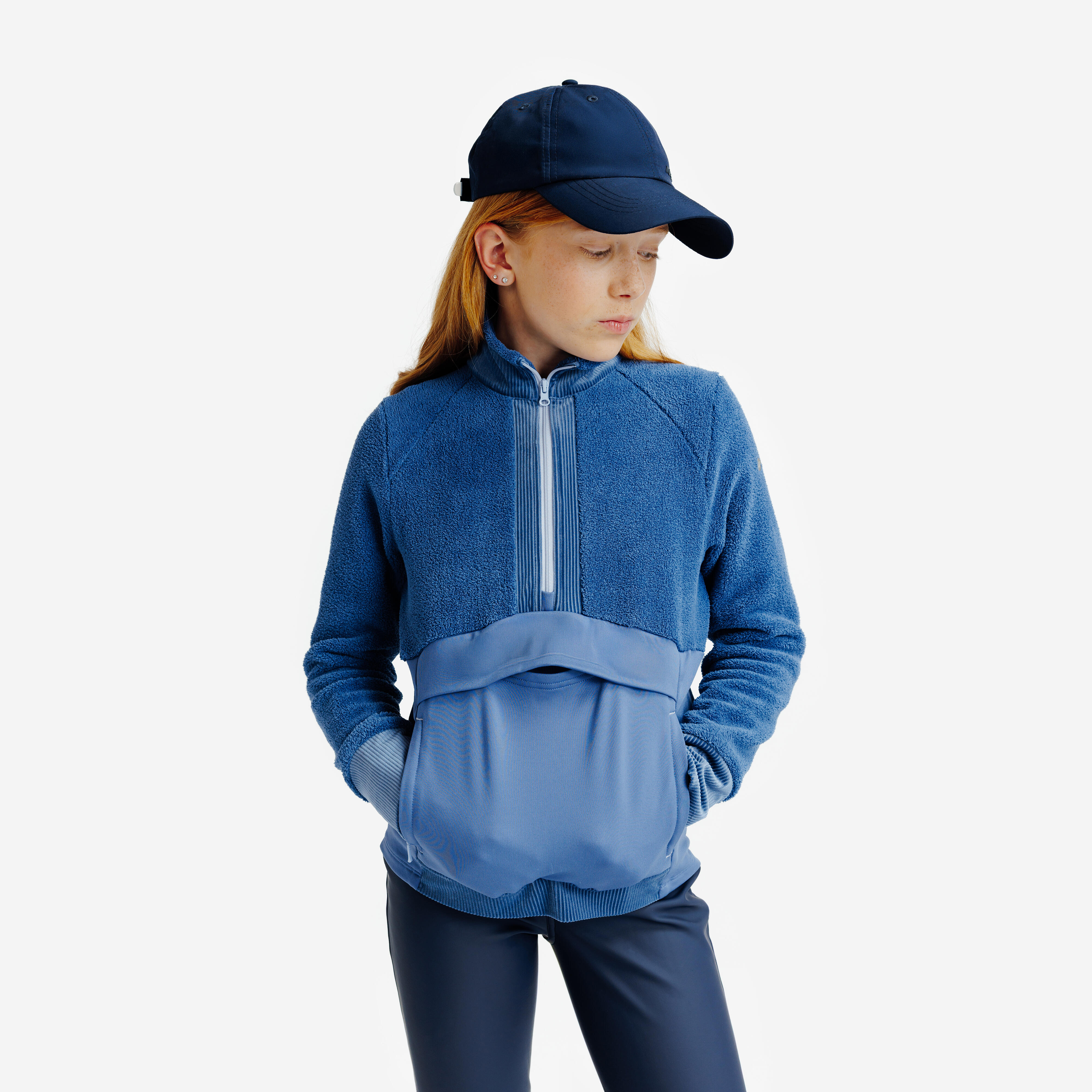 Bluza jeździecka dla dzieci ciepła z półsuwakiem