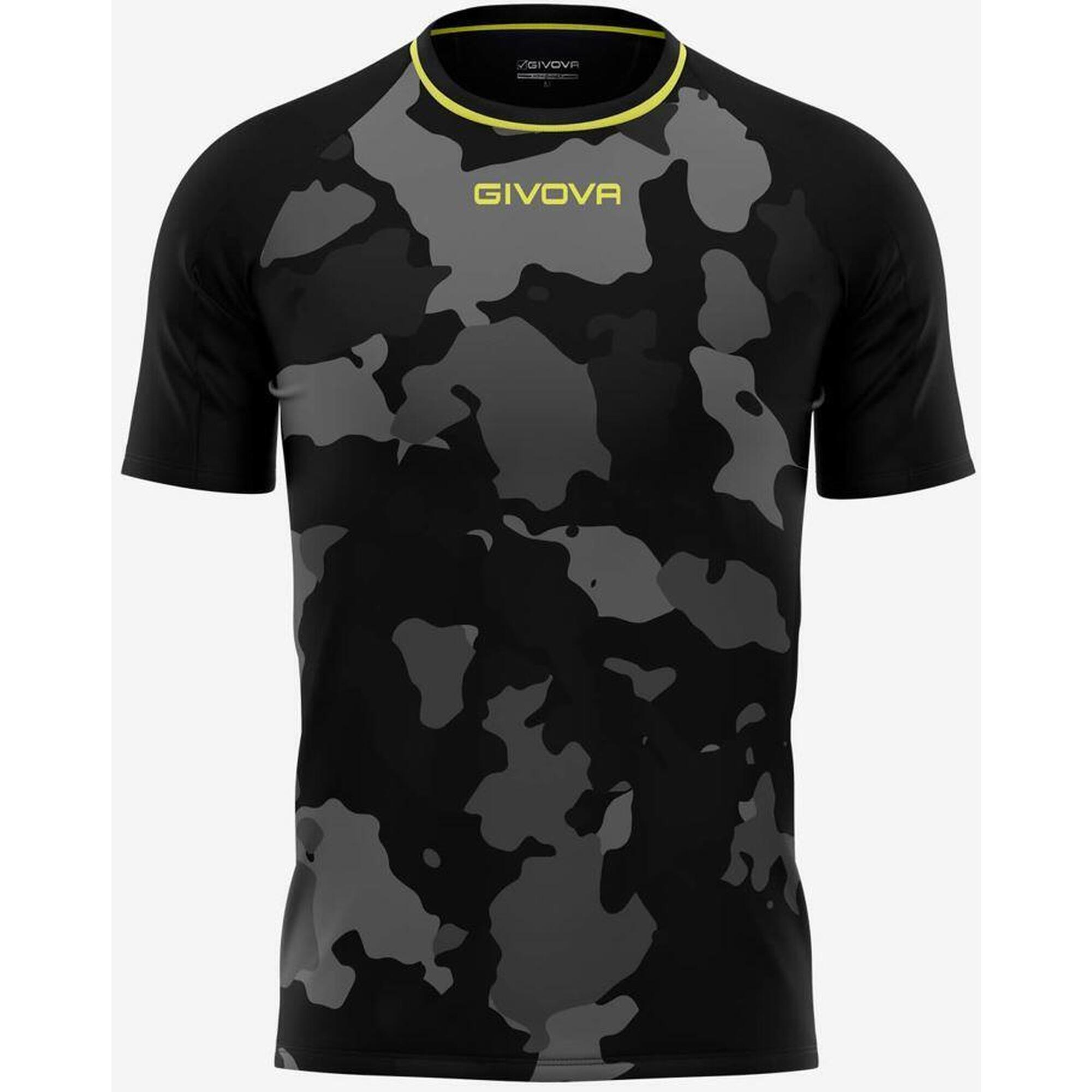 T-shirt Givova Army dla mężczyzn czarny-szary XL