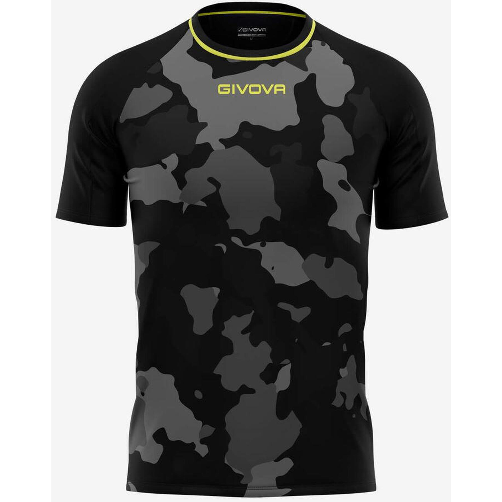 T-shirt Givova Army dla mężczyzn czarny-szary XL bawełna