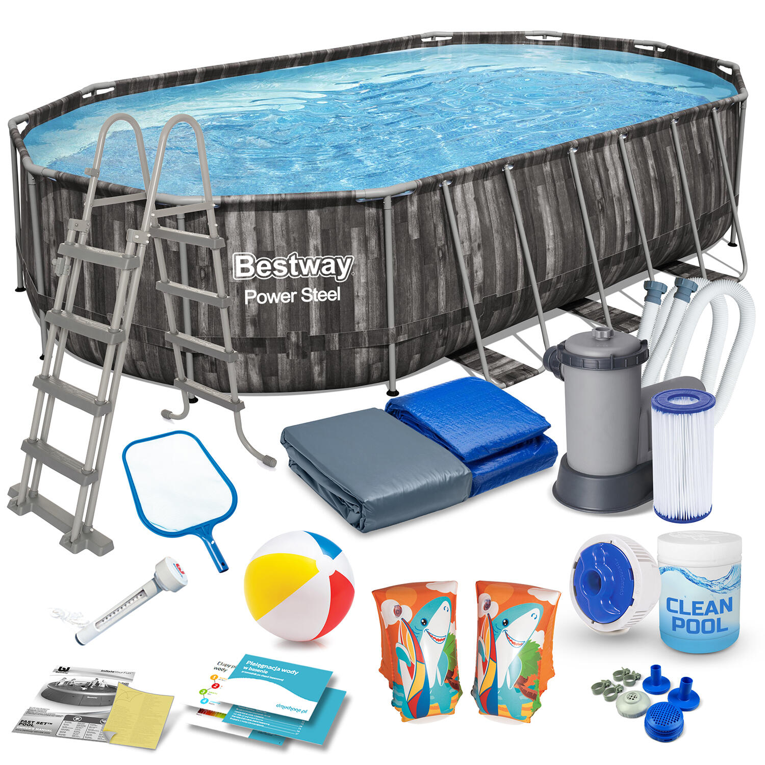 Basen ogrodowy stelażowy Bestway 610 x 366 x 122 cm 17w1 5611R