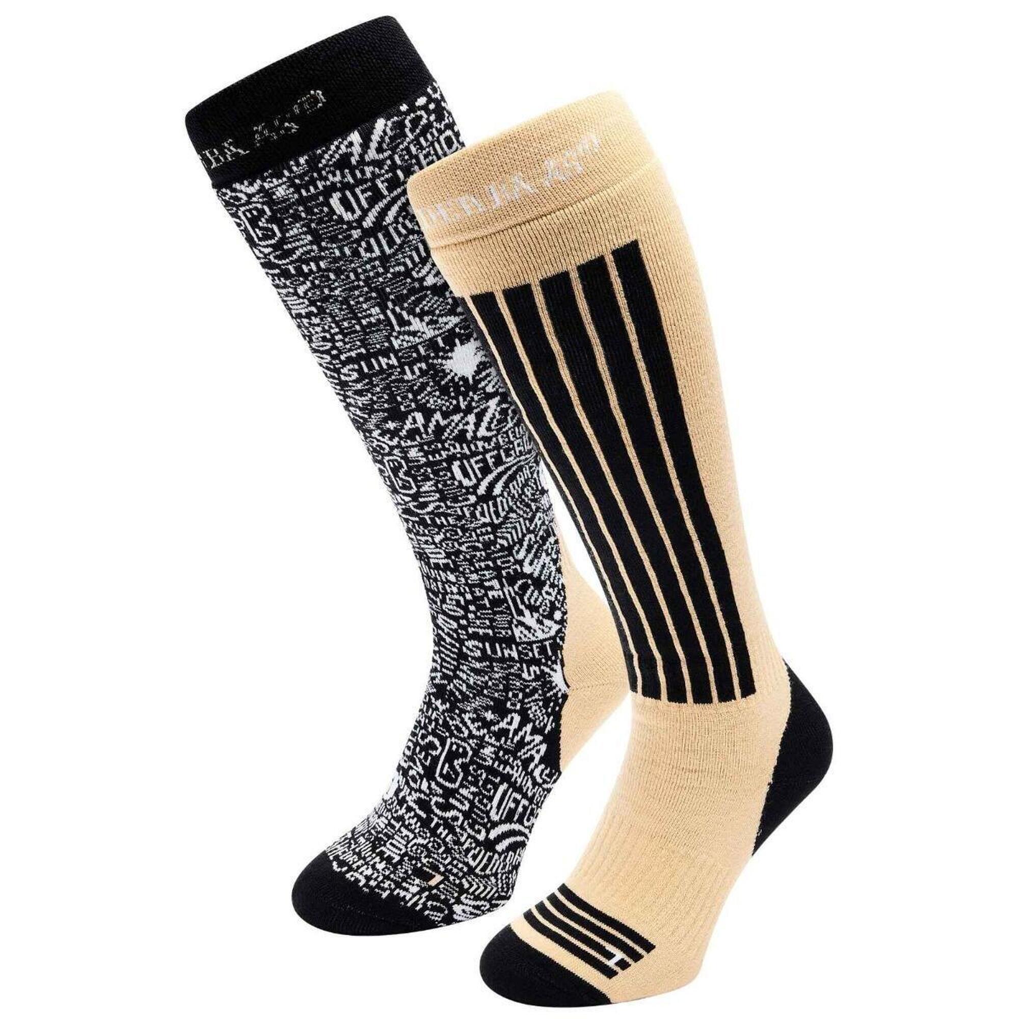 Skarpety narciarskie - 2 pary - czarne wielokolorowe