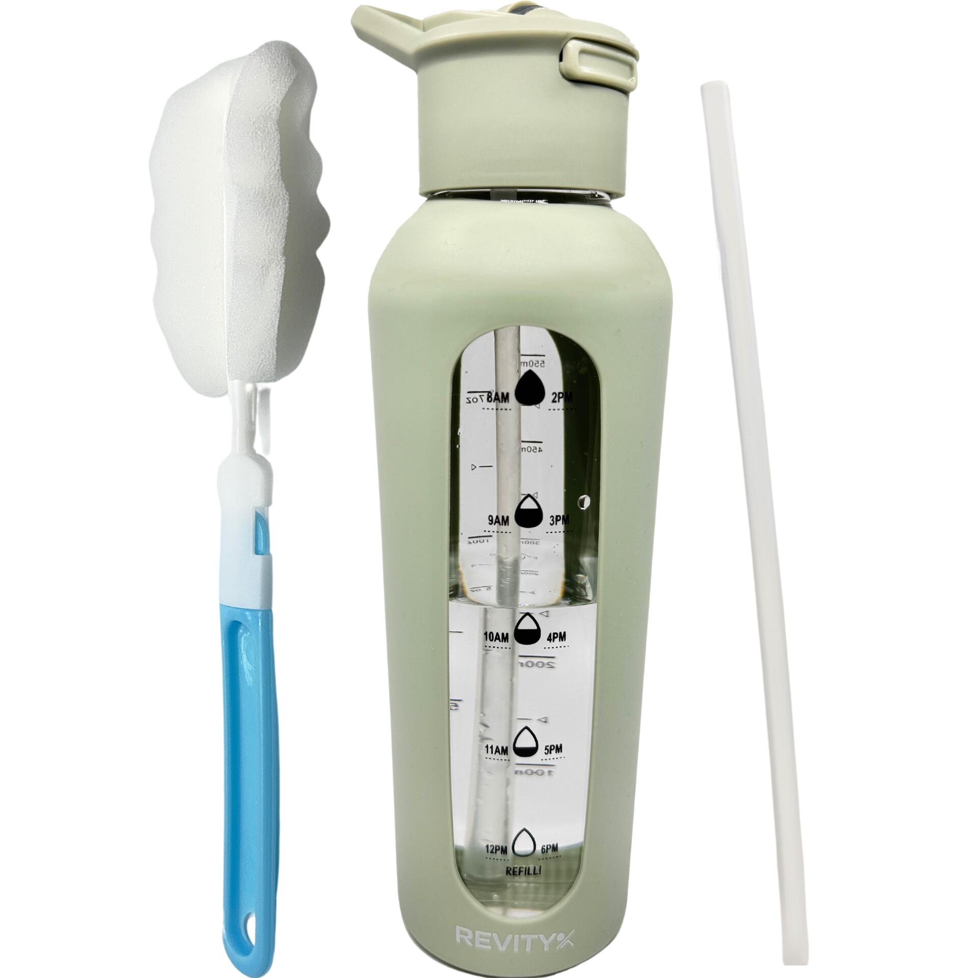 Butelka na wodę motywacyjna 750 ml szklana z silikonowym pokrowcem i dziubkiem