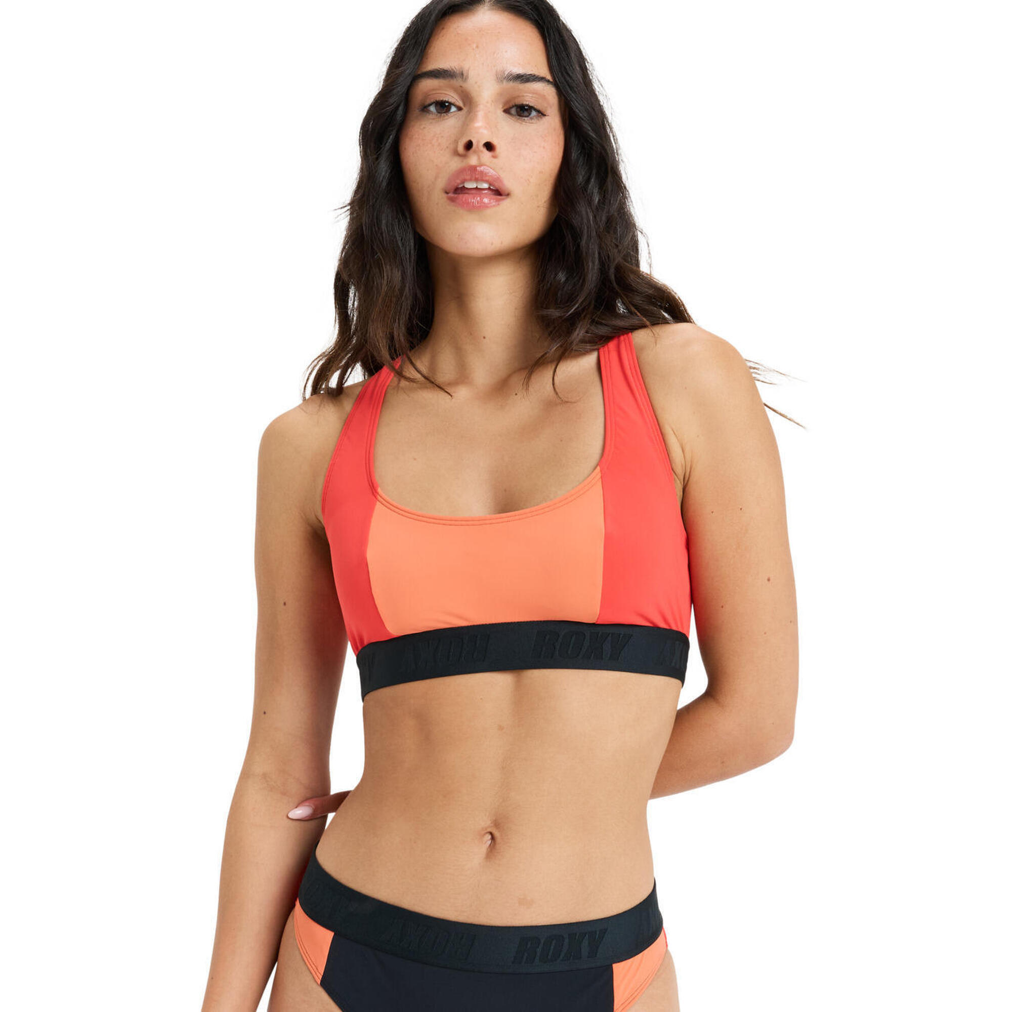 Stanik bikini dla Kobiety ROXY ACTIVE COLORBLOCK Czerwony