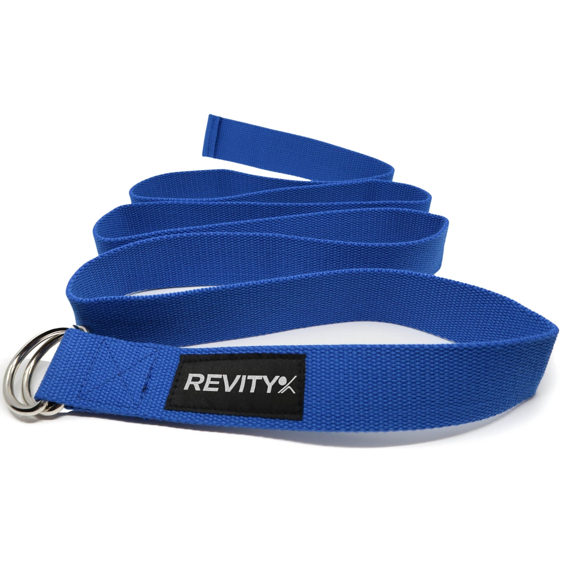 Pasek do jogi i pilatesu Revity niebieski 200 x 3.8 cm