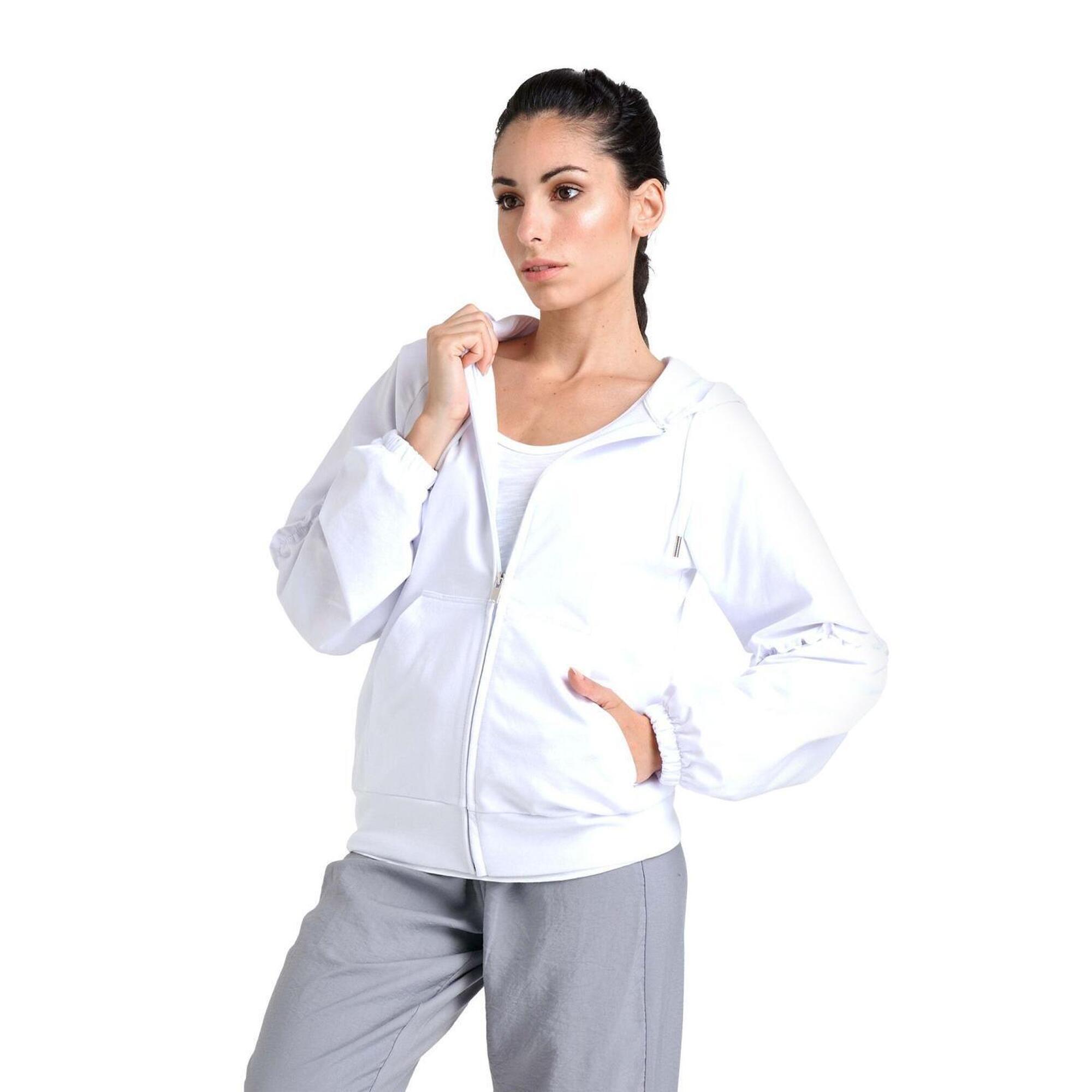 Błyszcząca damska bluza z kapturem zapinana na zamek