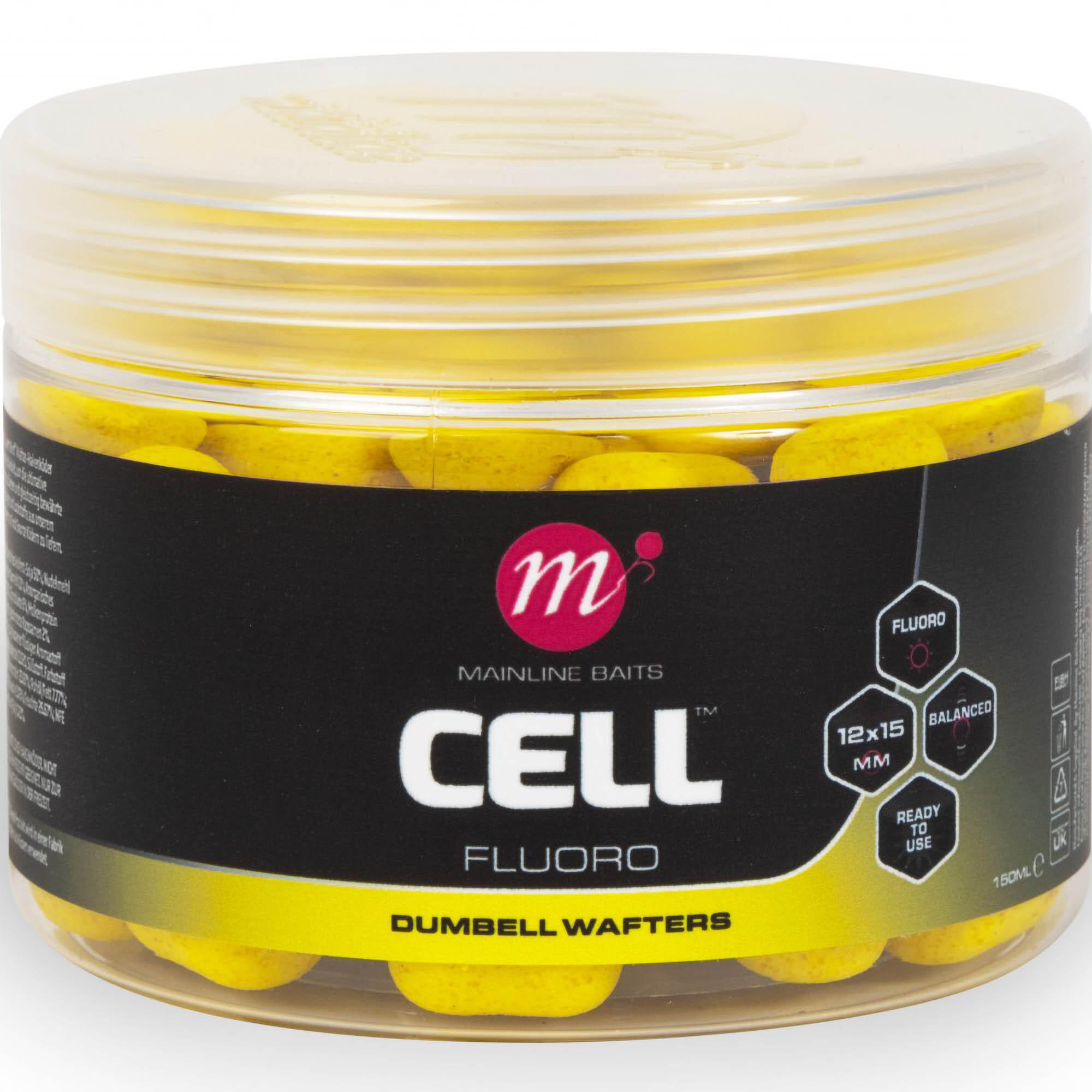 Przynęta Kulki Mainline Cell Fluoro Dumbell Wafters 12X15Mm Yellow