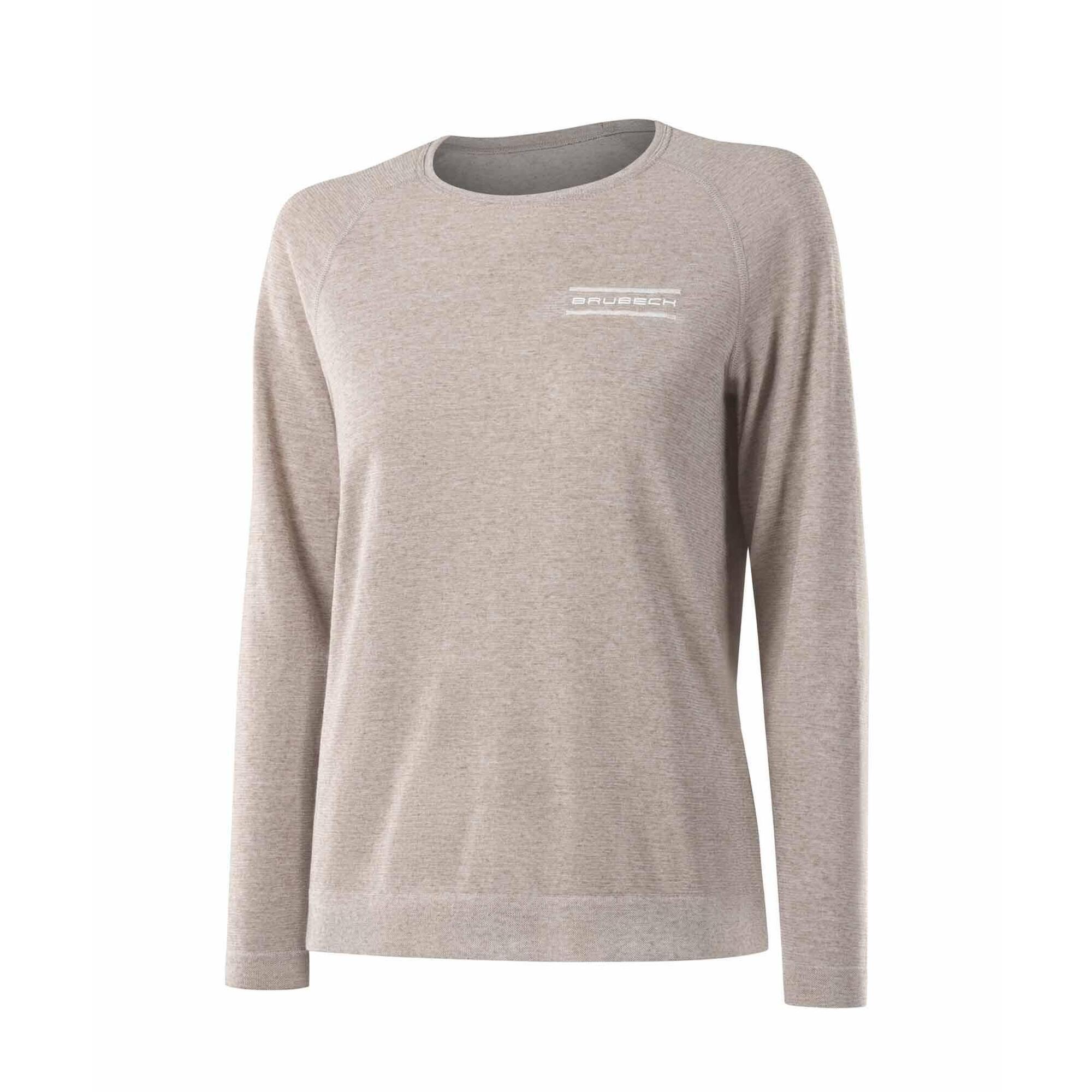 Koszulka damska z długim rękawem do spania z dodatkiem lnu Brubeck COMFORT NIGHT