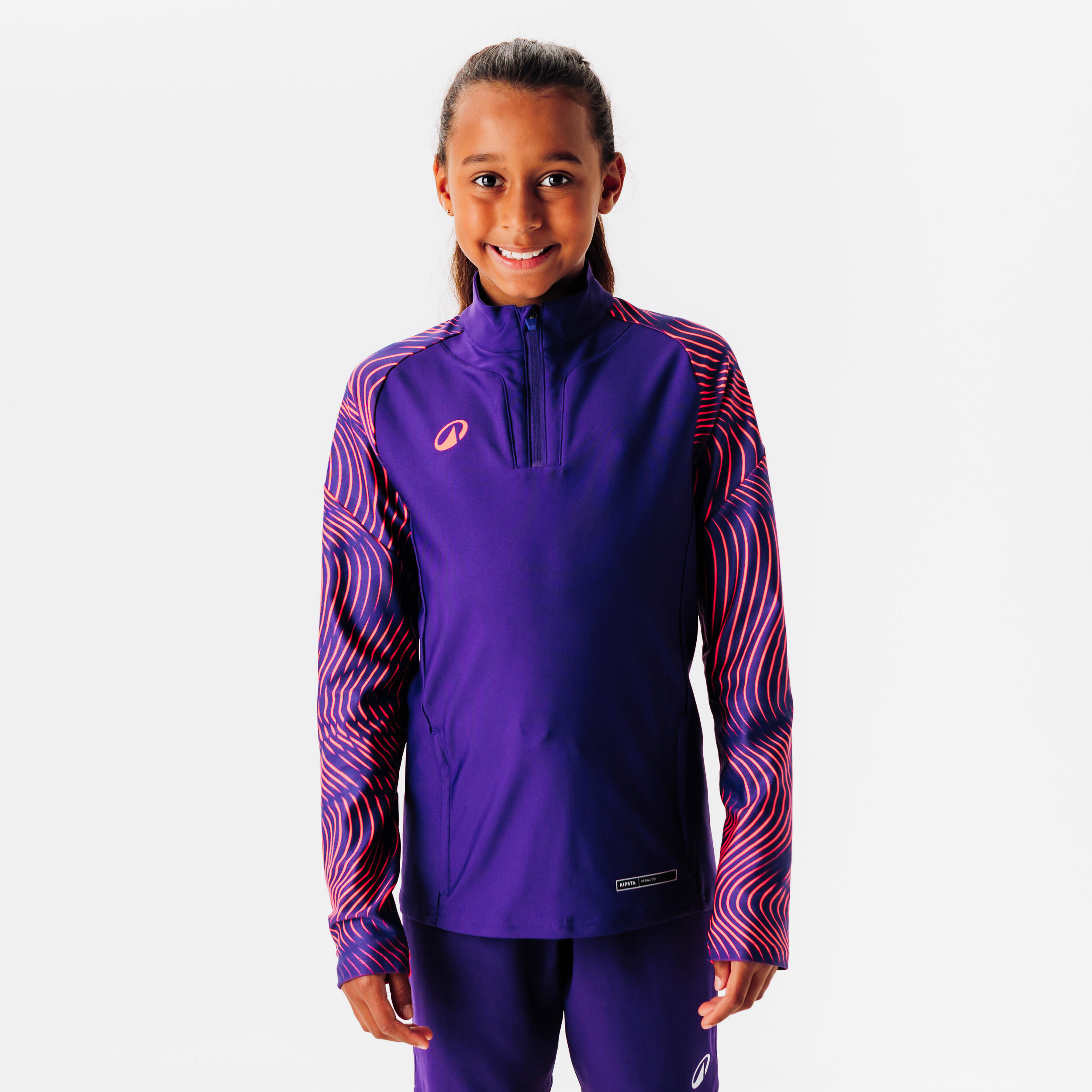 Bluza piłkarska na krótki suwak dla dzieci Kipsta Viralto Wavy Club