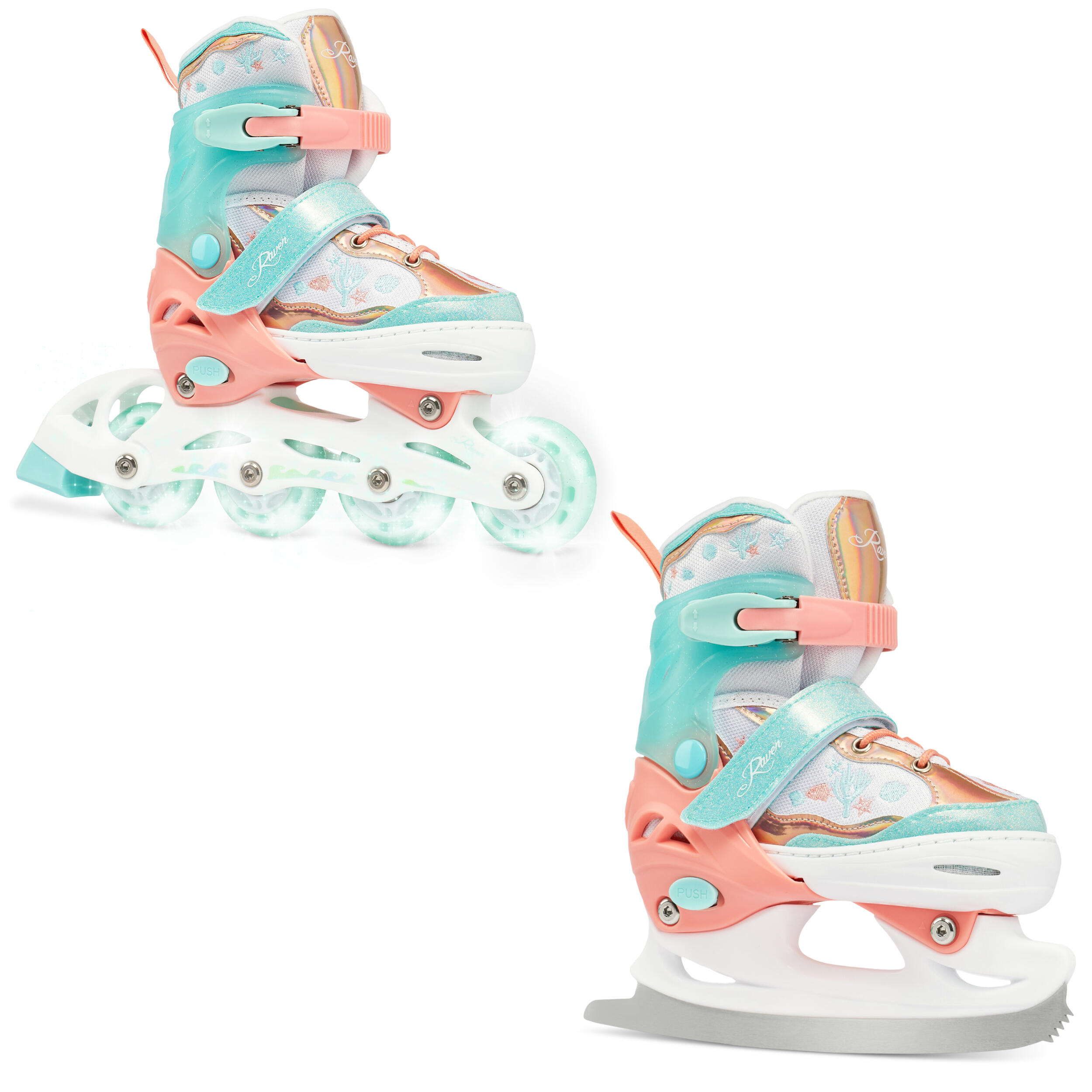 Rolki Łyżwy Regulowane 2w1 Raven Isla Świecące Kółka LED