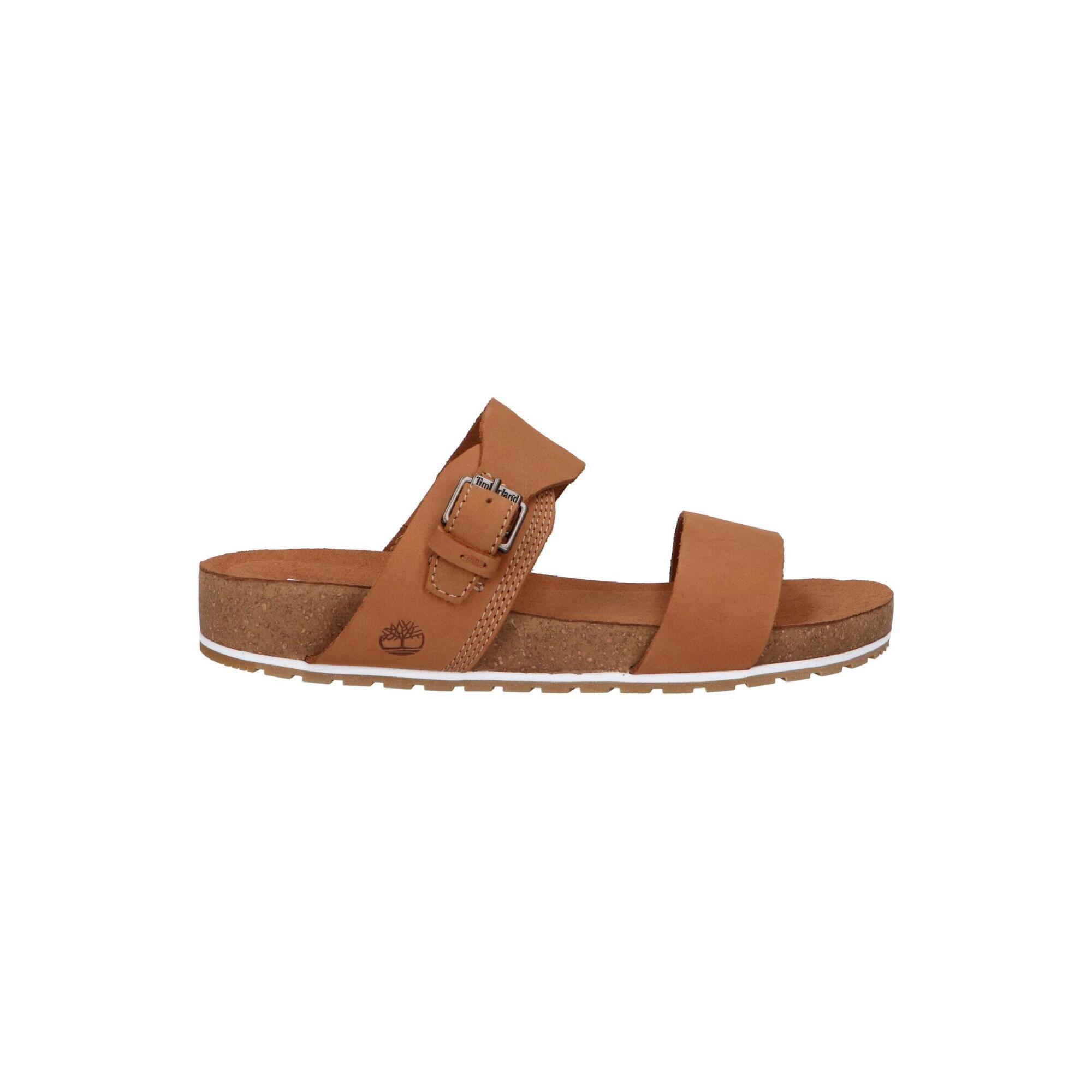 Klapki skórzane damskie brązowe TIMBERLAND MALIBU WAVES SLIDE RUST NUBUCK