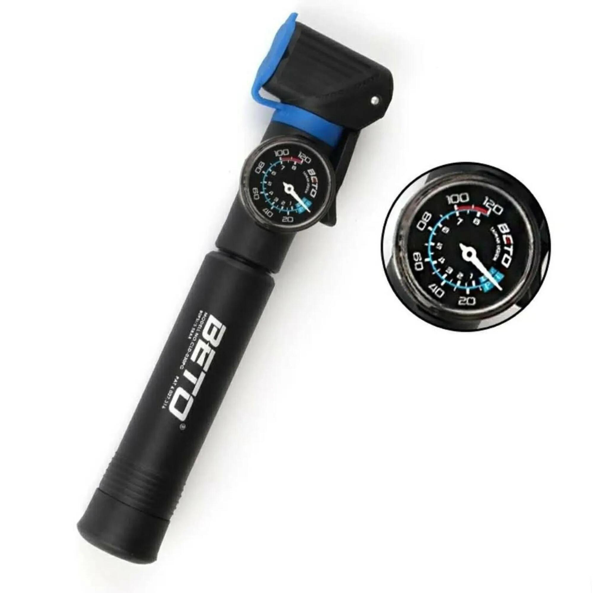 Mini pompka rowerowa BETO CRH-030PG manometr obrotowy Presta Schrader 120 PSI