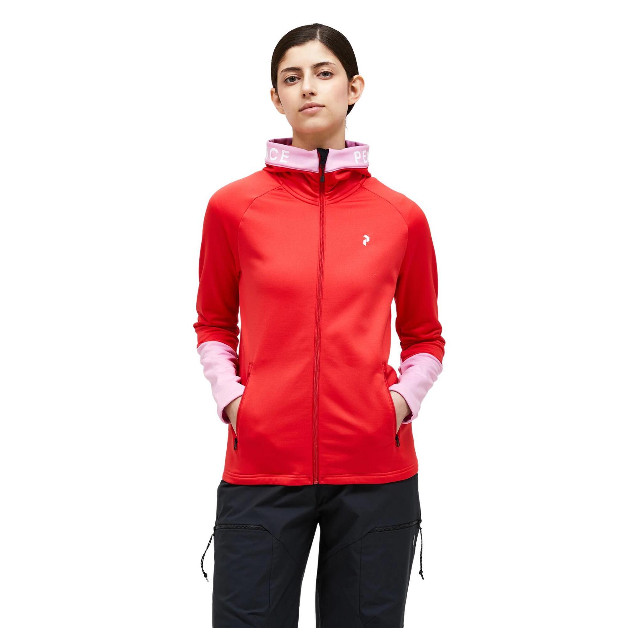 Bluza Peak Performance damska Rider Zip Hood czerwona - M