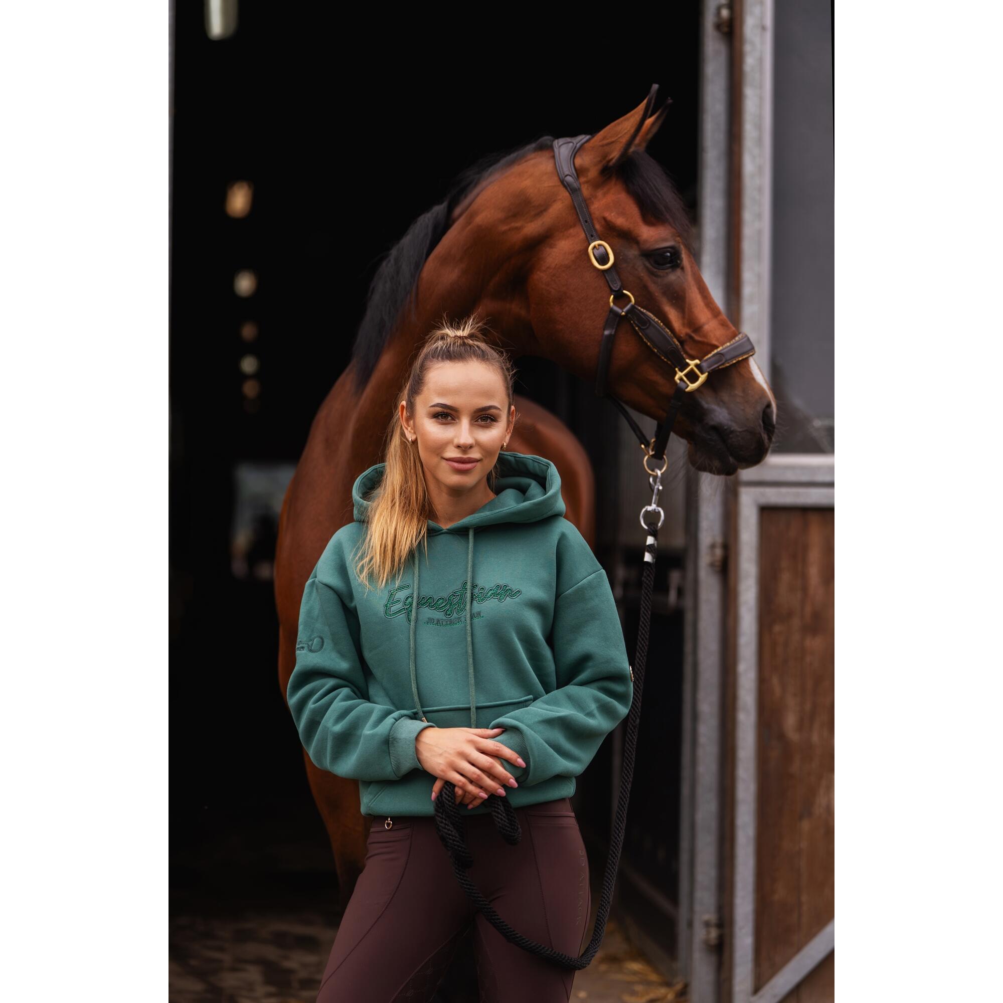 Bluza jeździecka Equestrian butelkowa zieleń JD Attack
