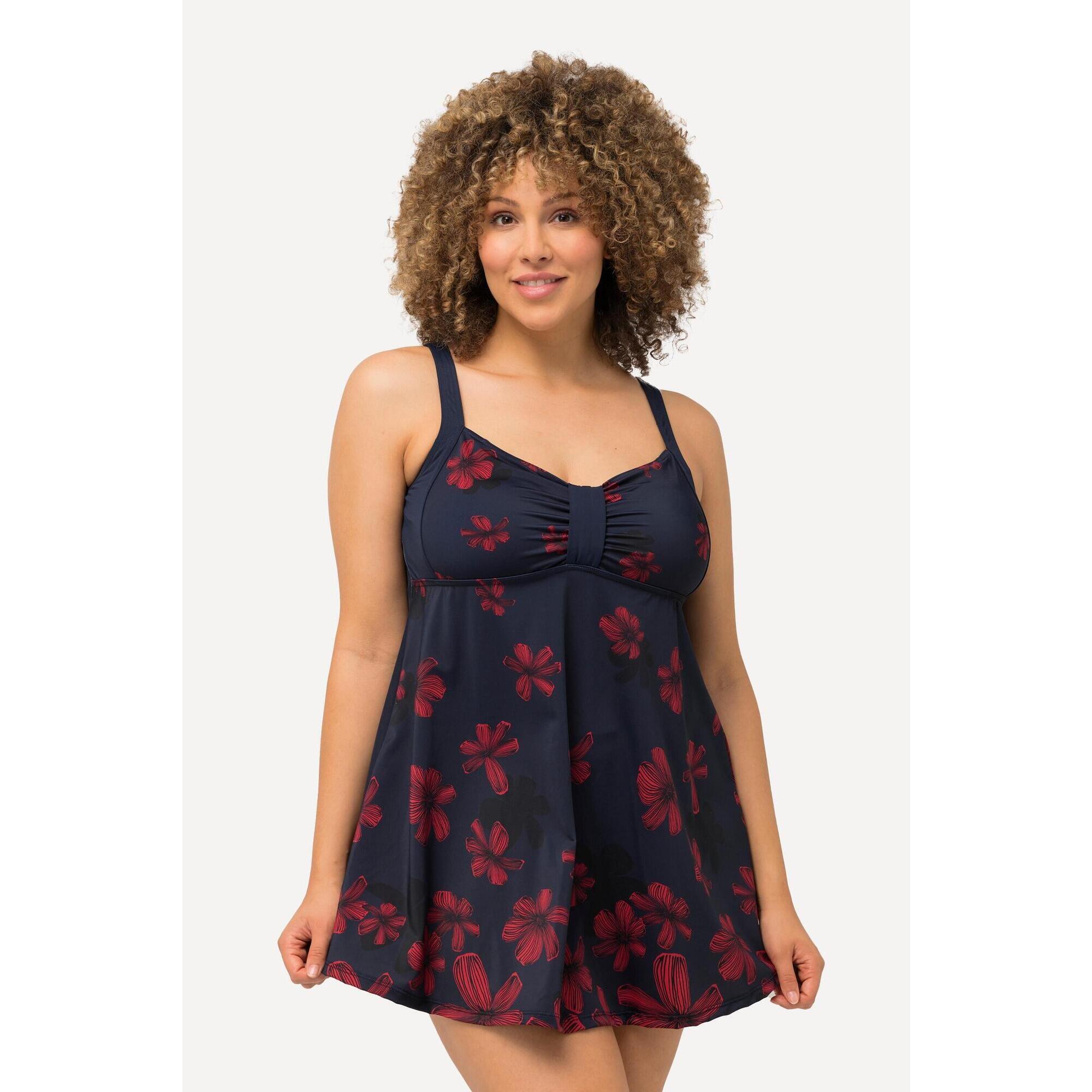 Damska Sukienka Kąpielowa kwiaty miękkie miseczki regulowane ramiączka