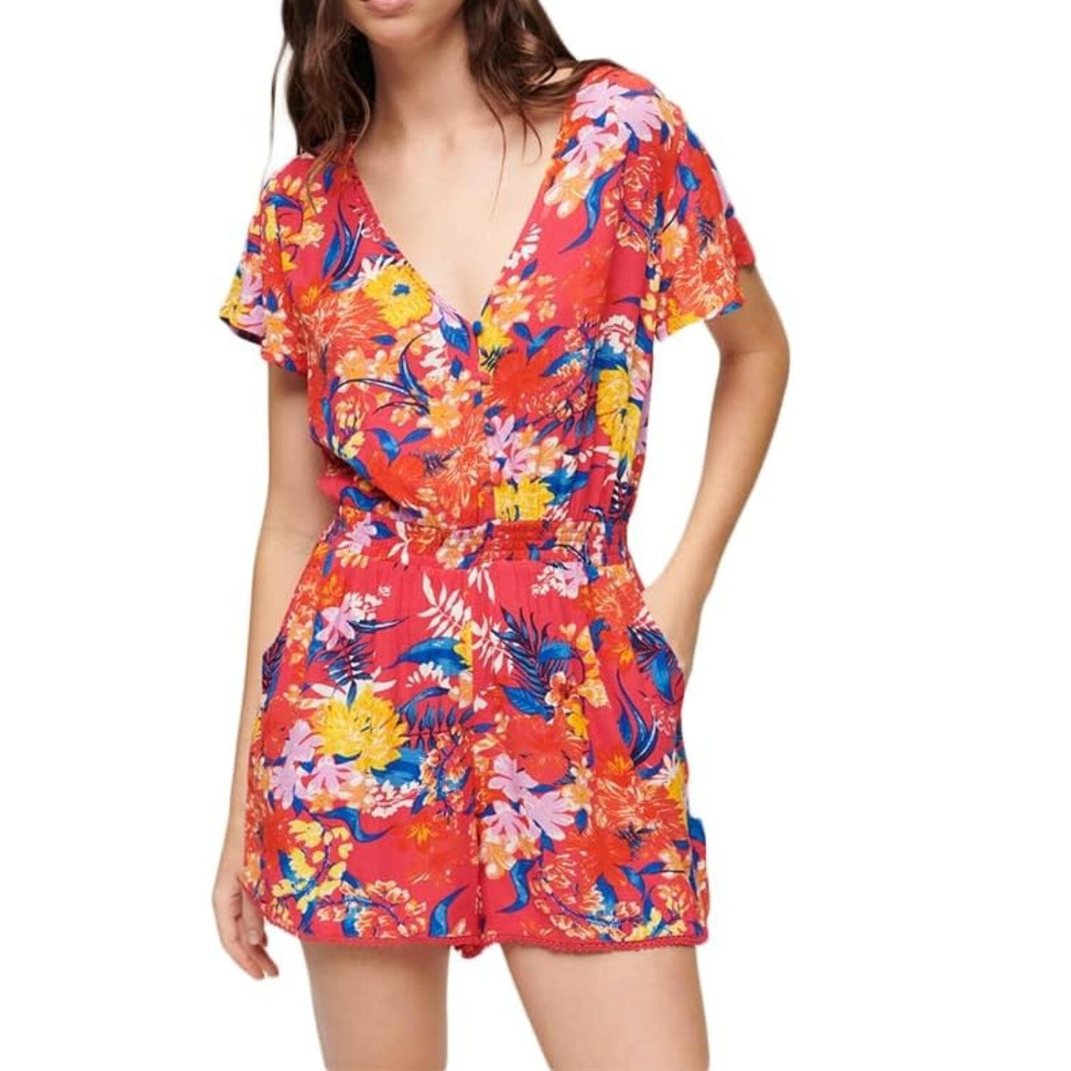 Kombinezon damski Superdry Beach Playsuit na lato kolorowy