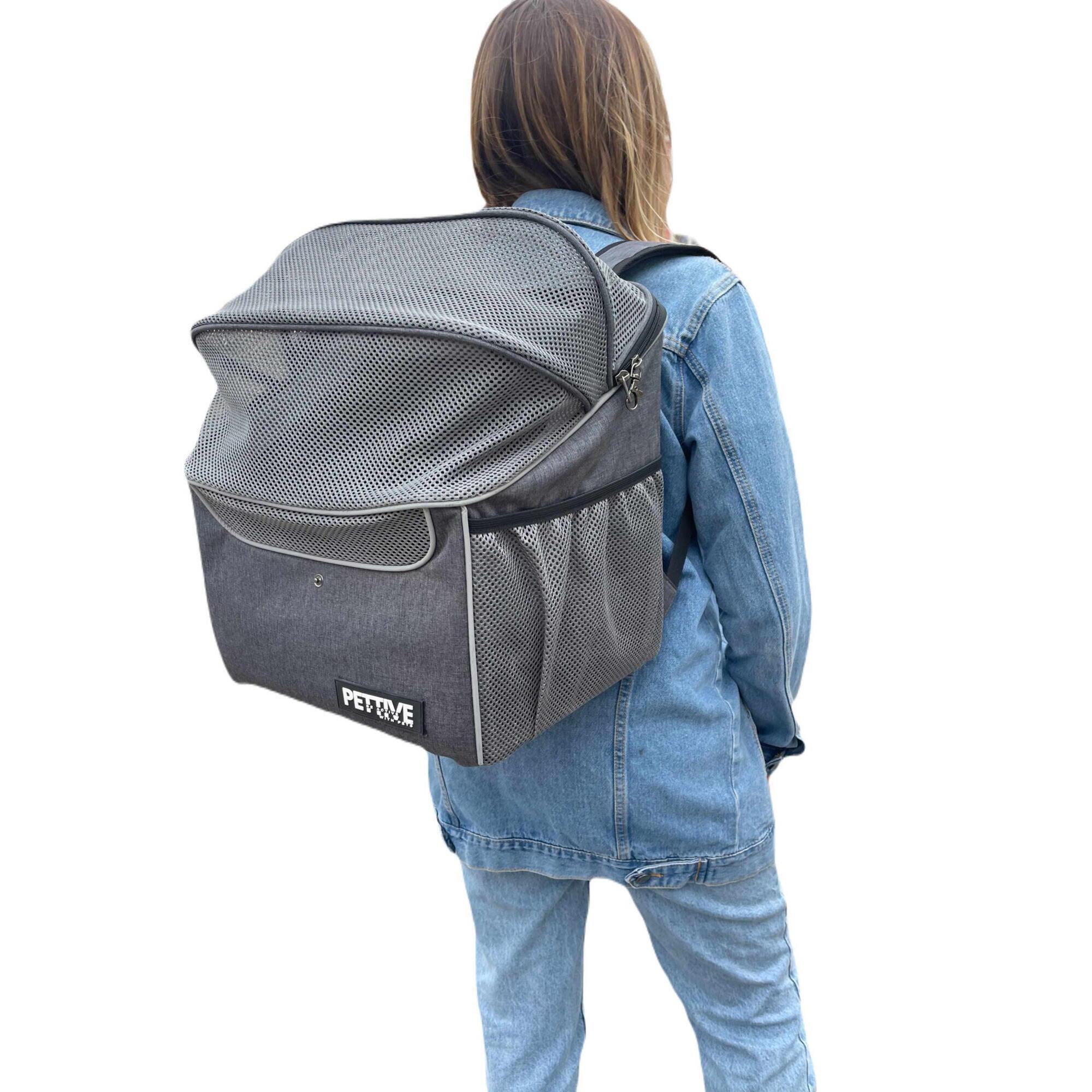 Kosz rowerowy i plecak dla psa, kota PETRIVE BikeOn grey do 9 kg