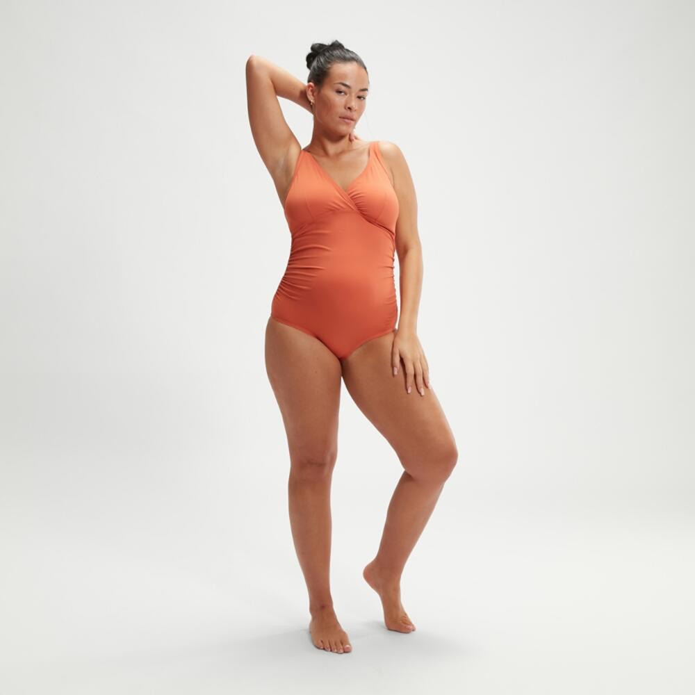 Strój Kąpielowy Ciążowy Speedo Z Dekoltem W Serek – Brązowy – Rozmiar L