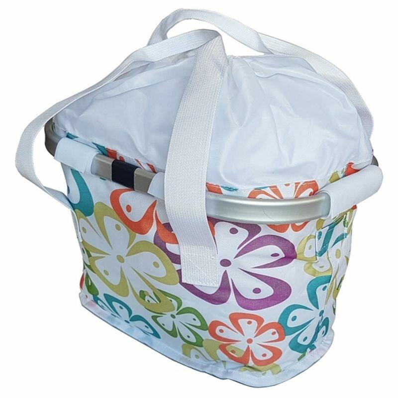 Kosz na przedni rowerowy, materiałowy w kwiatowy wzór