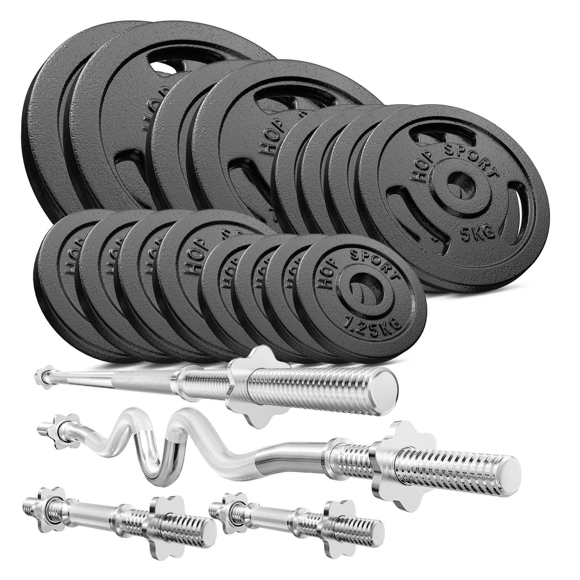 Zestaw obciążeń żeliwnych sztanga Hop-Sport Strong 120kg