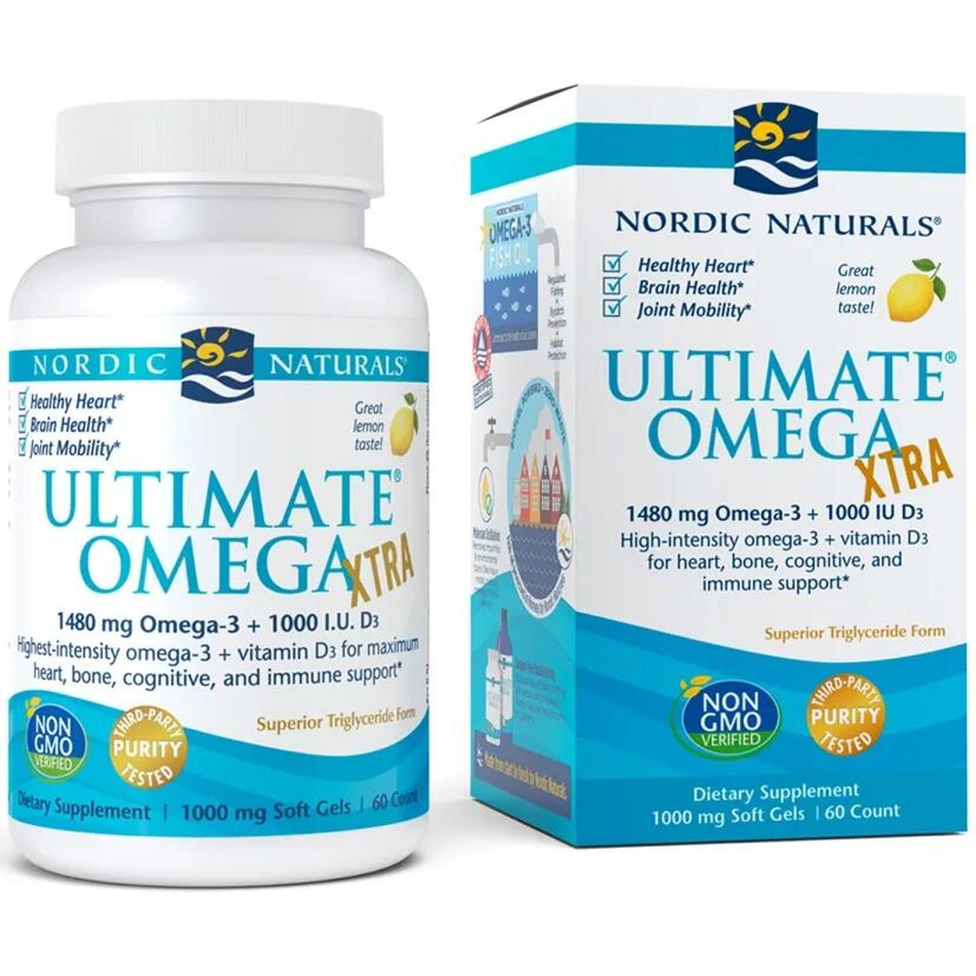 Ultimate Omega Xtra 1480mg Omega 3 + Witamina D3 Cytryna Nordic Naturals 60 kaps