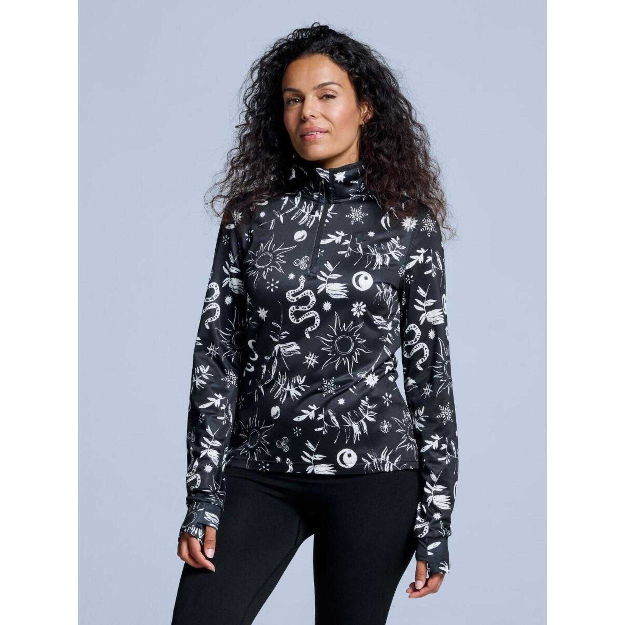 Bluza narciarska - Damska - Cabin Life - Czarny wielokolorowy