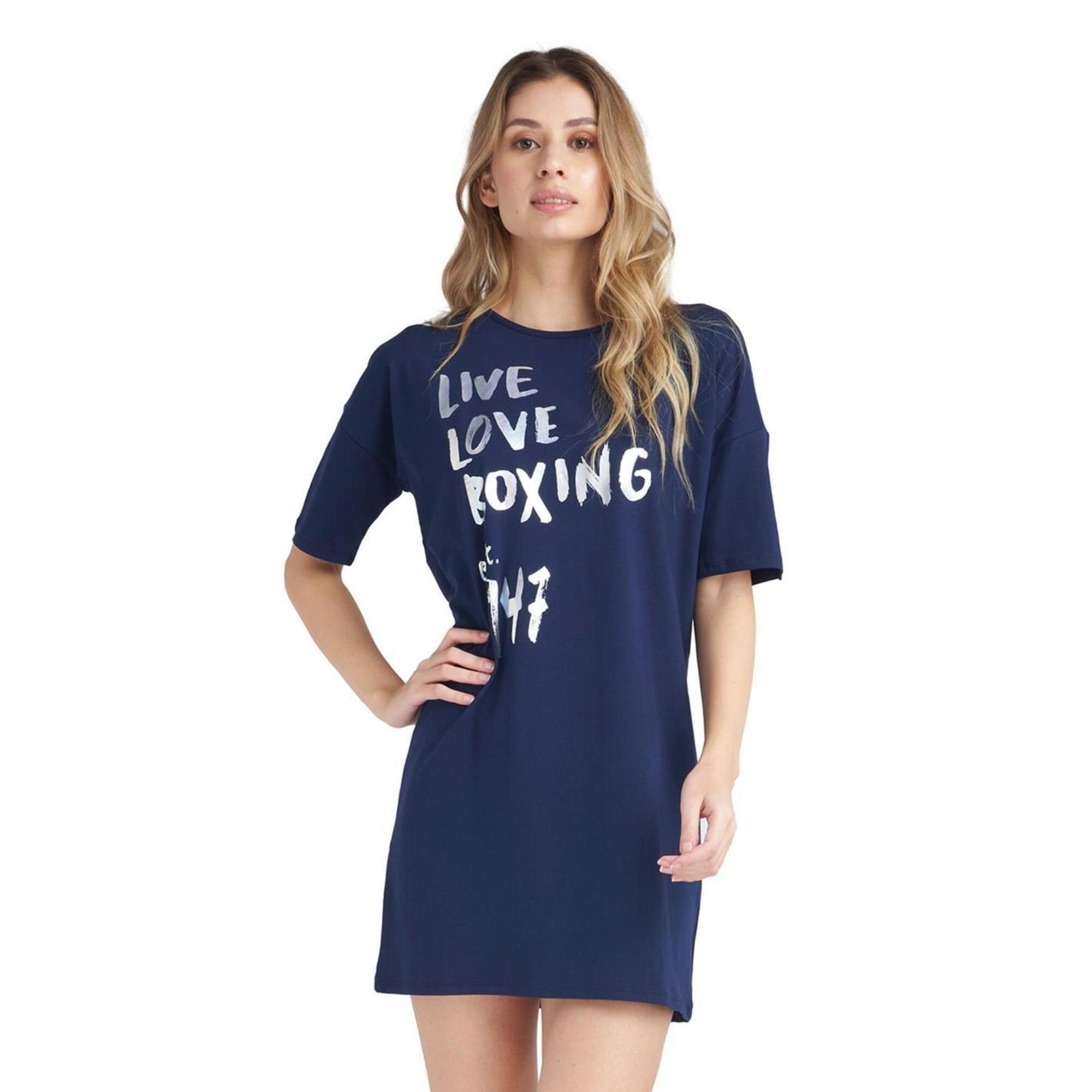 Błyszcząca damska koszulka maxi z krótkim rękawem