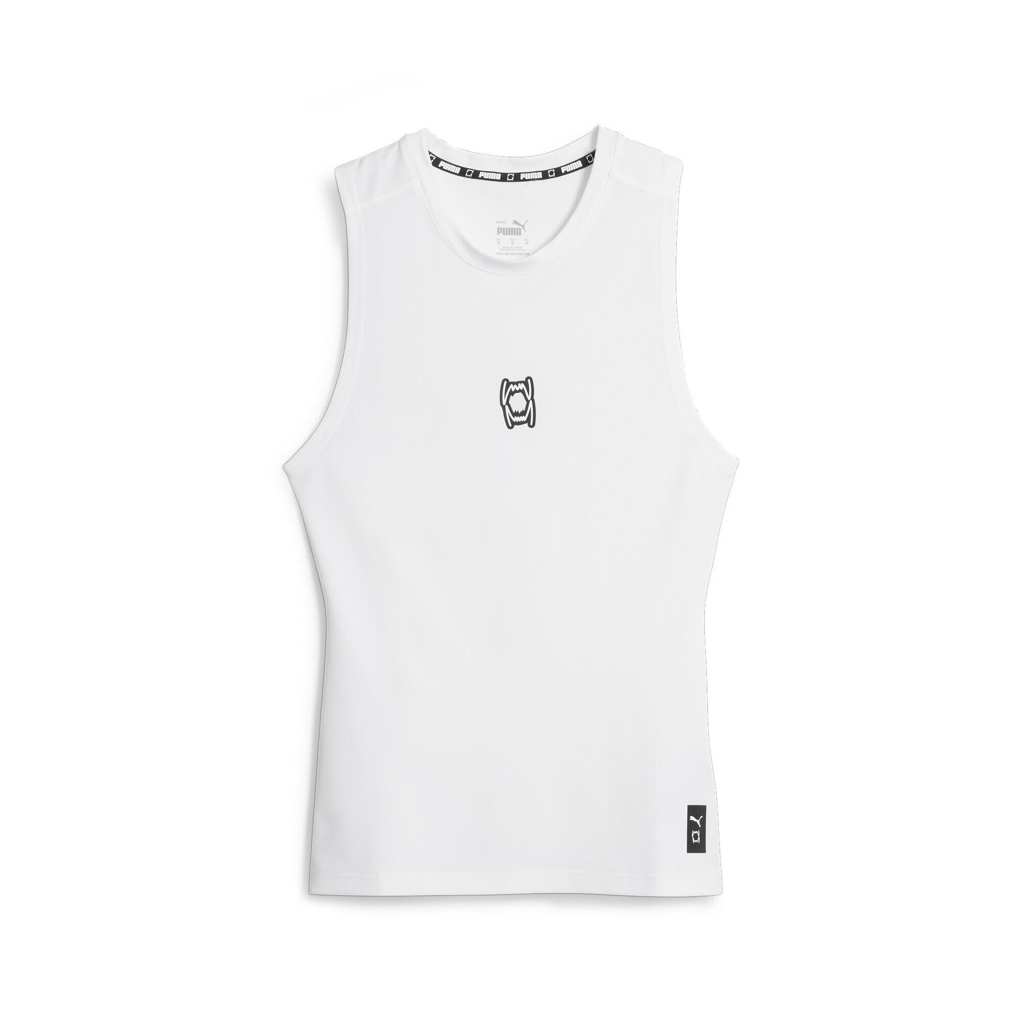 Męski top bez rękawów do koszykówki Hoops Team PUMA White