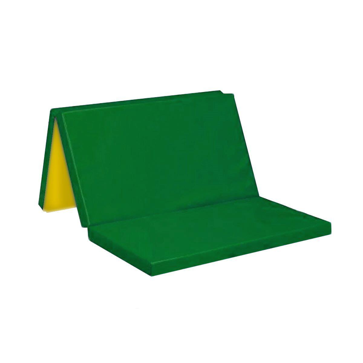 Materac Gimnastyczny 150Х100Х5 Cm Trzyczęściowy Zielono-Żółty